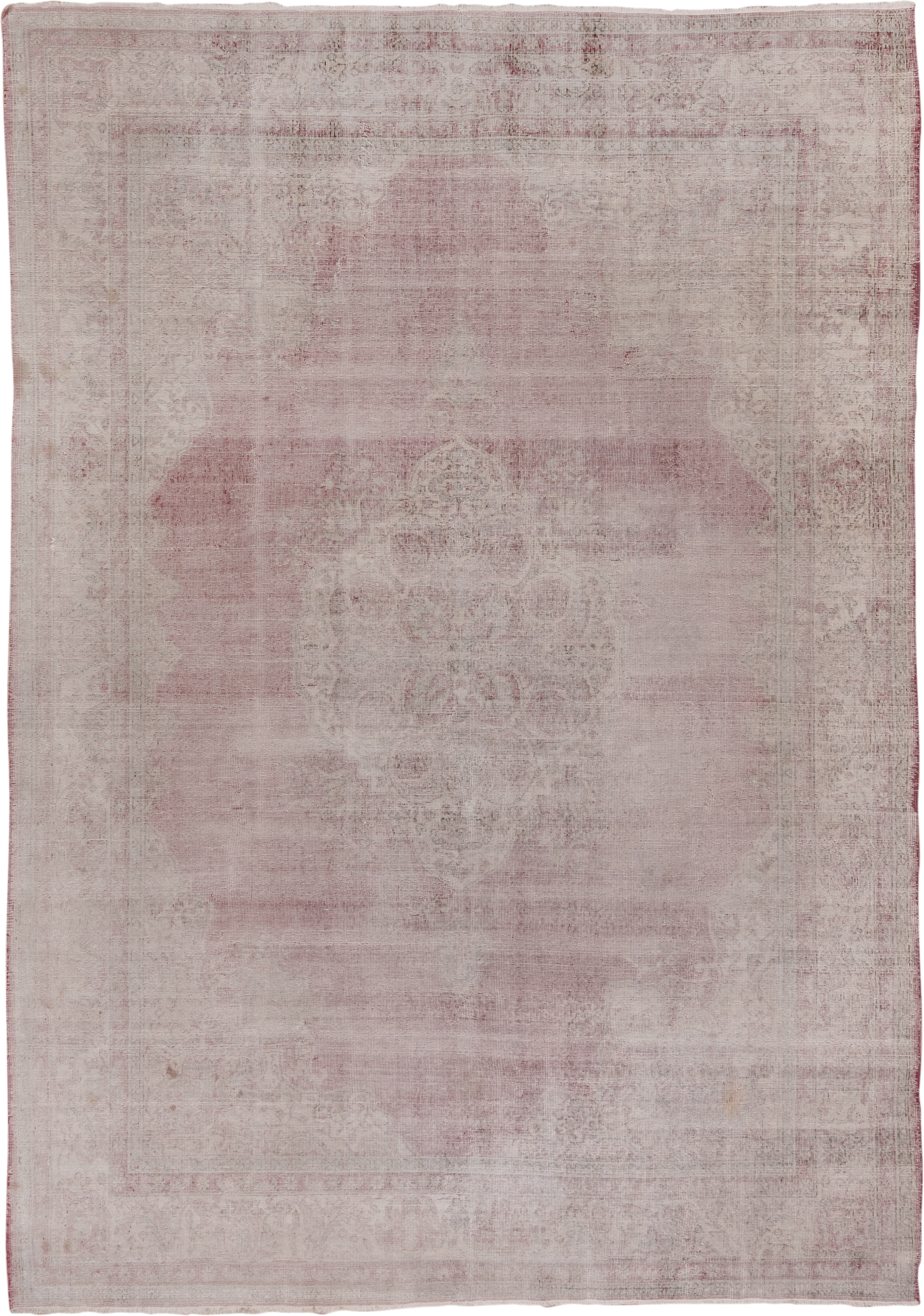 8' x 11' one-of-a-kind handmade vintage Oushak large size rug. Color palette: blush, ivory, rose, taupe, dusty pink, pink