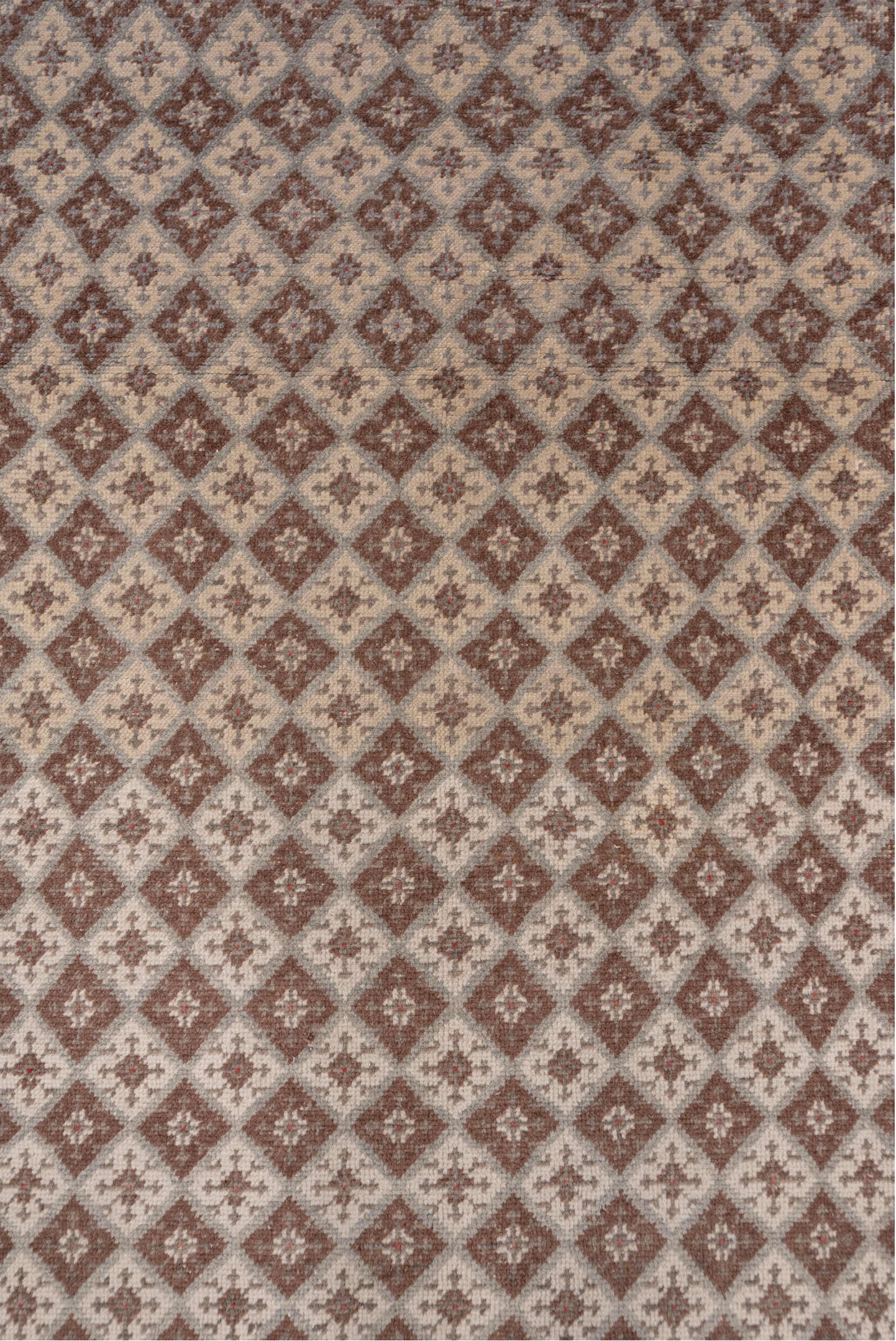 3' x 9' one-of-a-kind handmade vintage Oushak runner rug. Color palette: ivory, rose, taupe, dusty pink, beige, pink, red