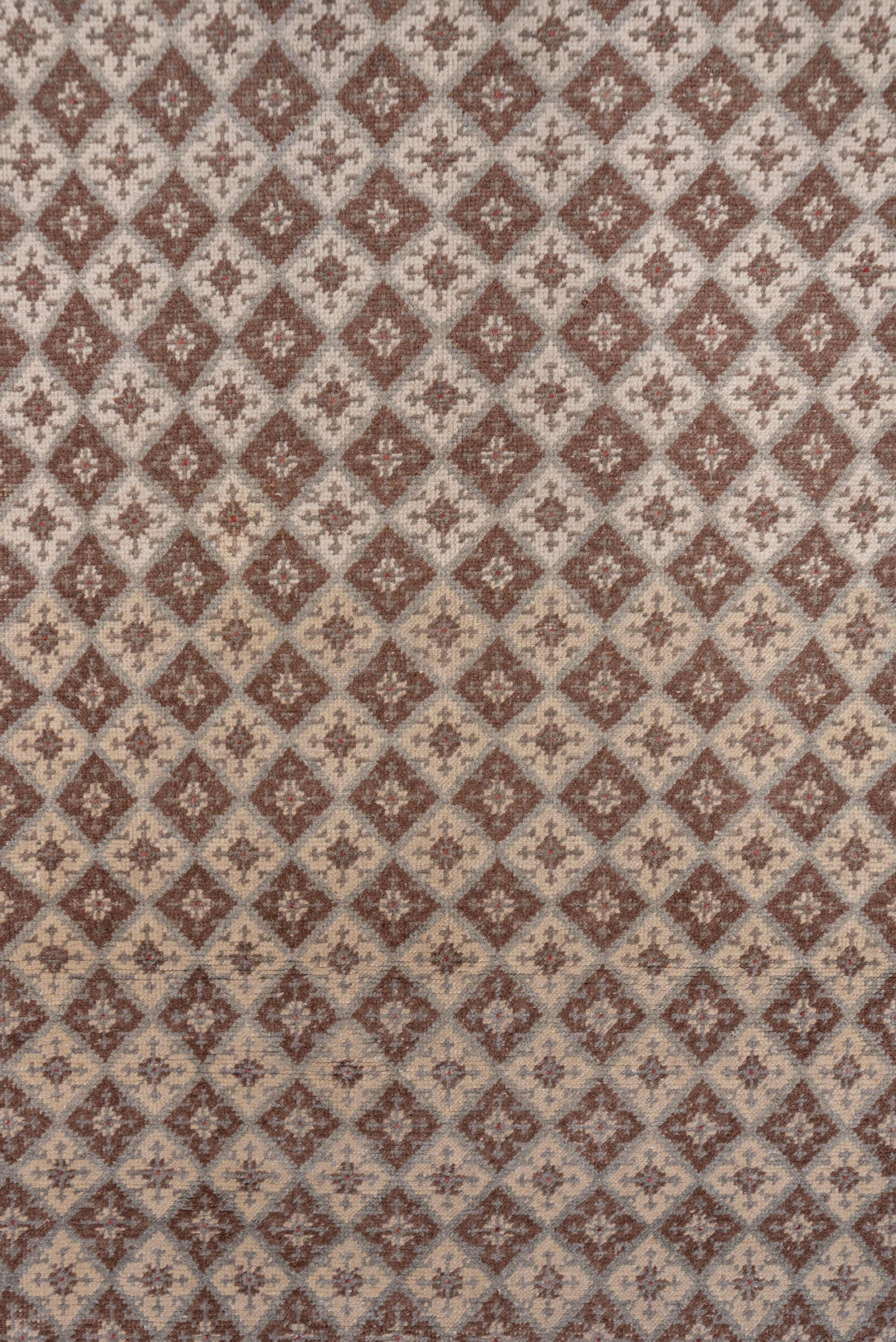 3' x 9' one-of-a-kind handmade vintage Oushak runner rug. Color palette: ivory, rose, taupe, dusty pink, beige, pink, red