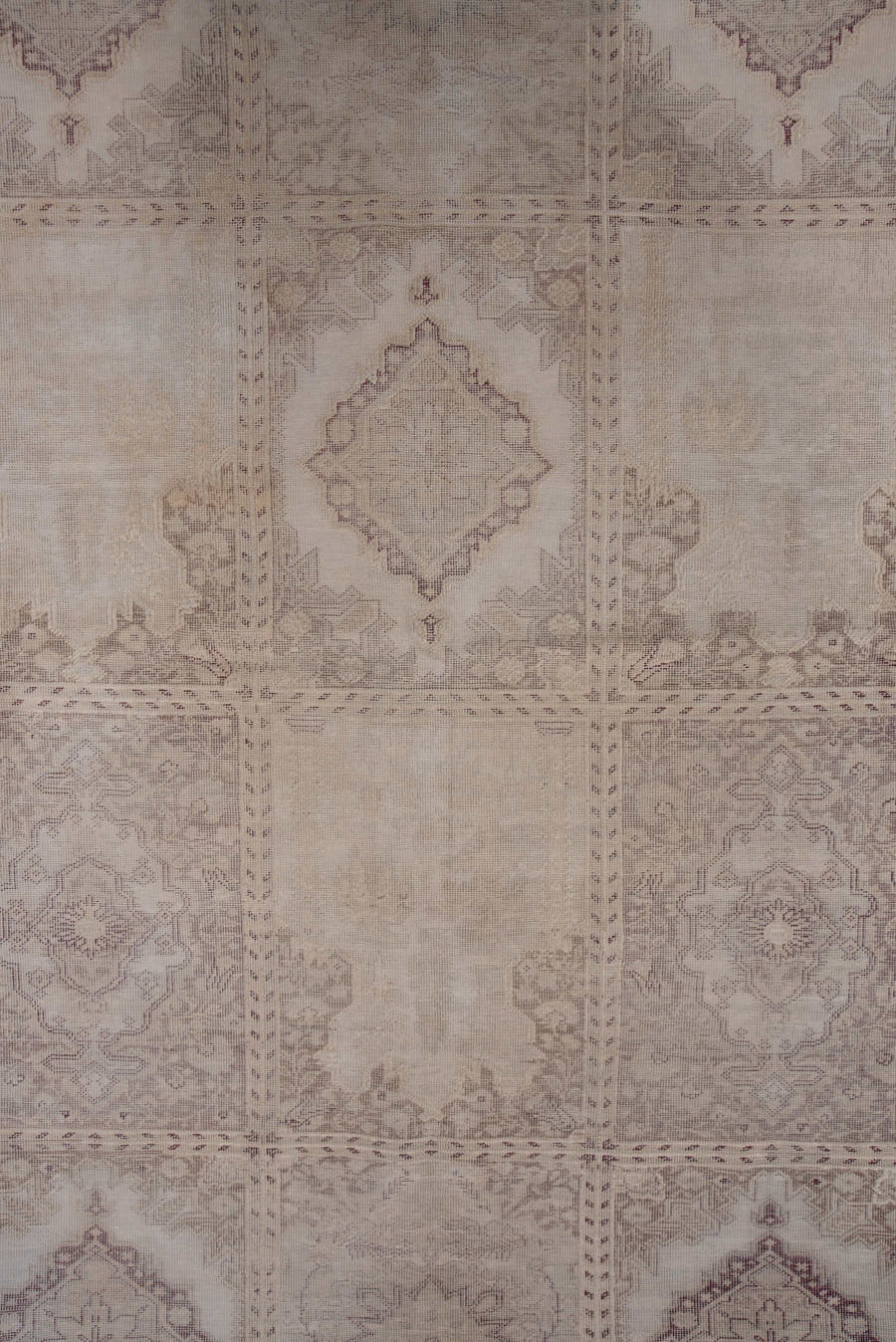 5' x 7' one-of-a-kind handmade vintage Oushak rug. Color palette: taupe, ivory, dusty_rose, beige, blush, stone, gray, pink