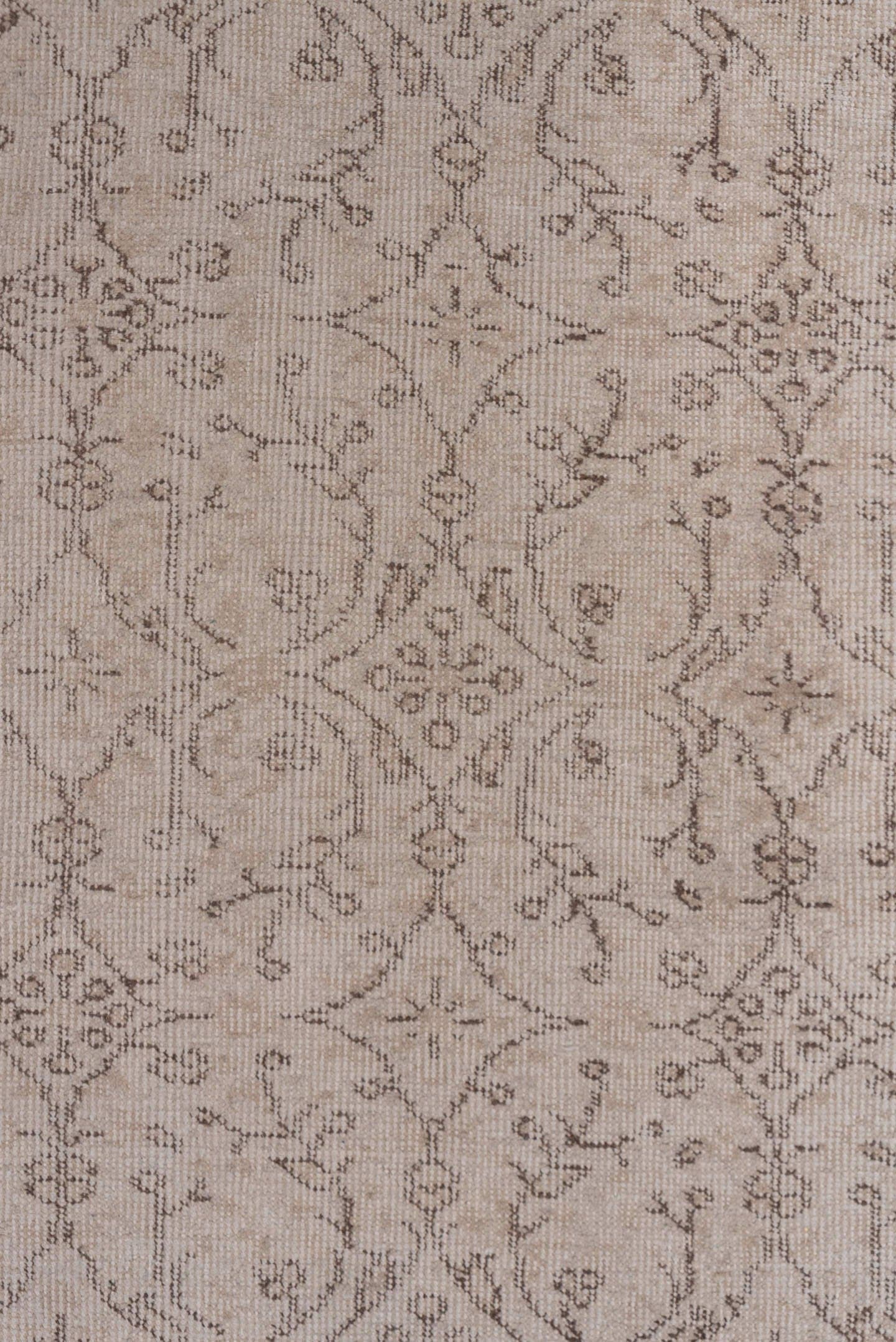 3' x 7' one-of-a-kind handmade vintage Oushak rug. Color palette: ivory, taupe, beige, greige, camel, gray