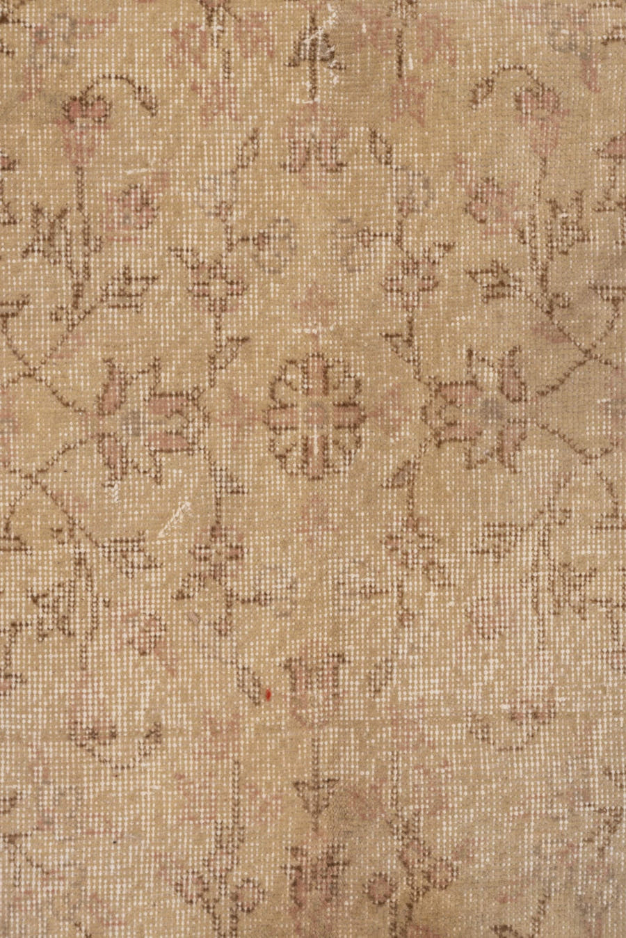 8' x 12' one-of-a-kind handmade vintage Oushak large size rug. Color palette: ivory, blush, beige, taupe, rose, camel, pink
