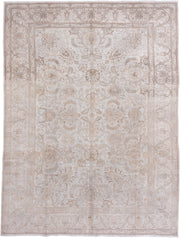 9' x 12' one-of-a-kind handmade vintage Tabriz large size rug. Color palette: ivory, beige, taupe, camel, sand, gray