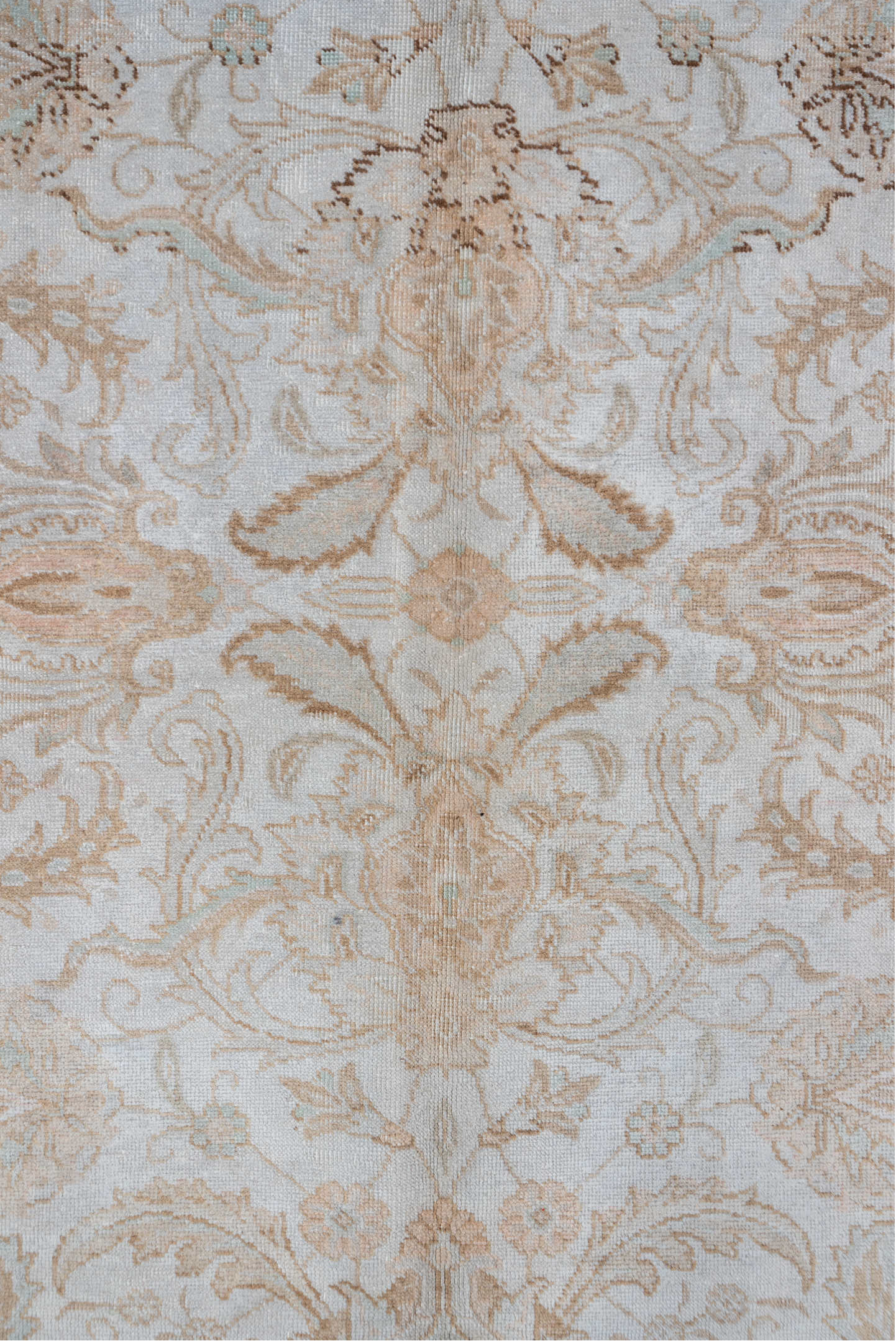 9' x 12' one-of-a-kind handmade vintage Tabriz large size rug. Color palette: ivory, beige, taupe, camel, sand, gray