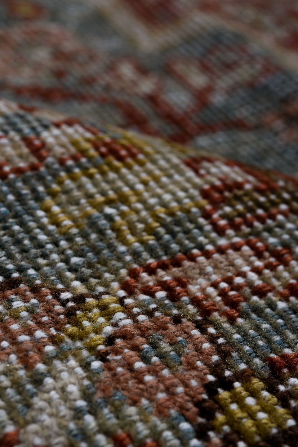 8' x 12' one-of-a-kind handmade vintage Mahal large size rug. Color palette: black, blue, brown, burgundy, charcoal, fiord