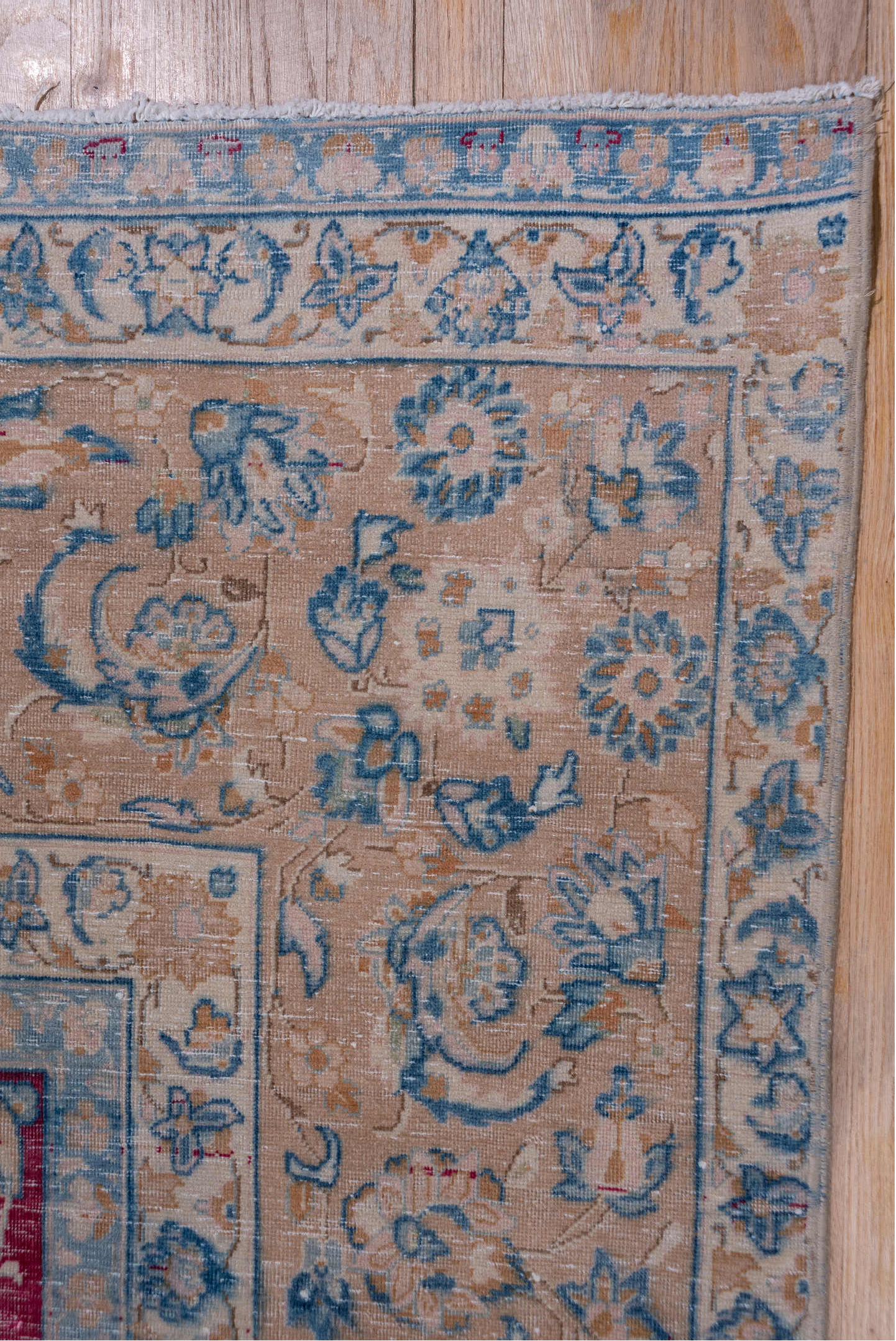 9' x 13' one-of-a-kind handmade vintage Tabriz large size rug. Color palette: blue, brown, dim gray, gray, light blue