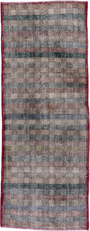 3' x 8' one-of-a-kind handmade vintage Oushak runner rug. Color palette: beige, slate, rose, sage, burgundy, taupe, olive
