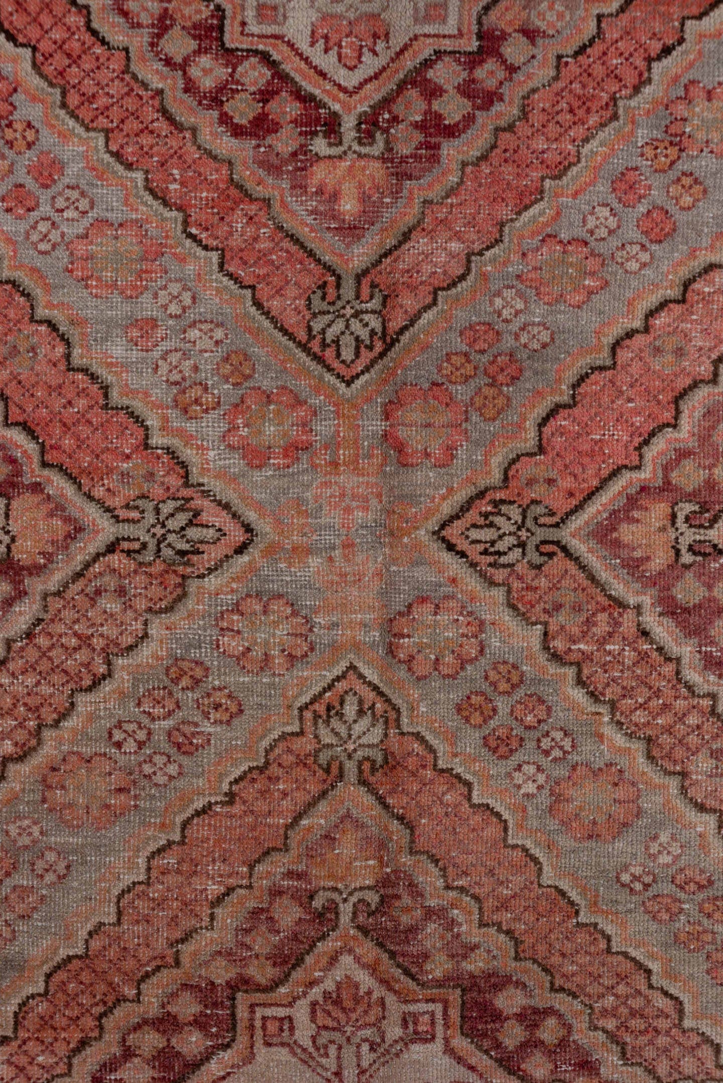4' x 8' one-of-a-kind handmade vintage Khotan rug. Color palette: rose, blush, dusty pink, taupe, gray, burgundy, ivory