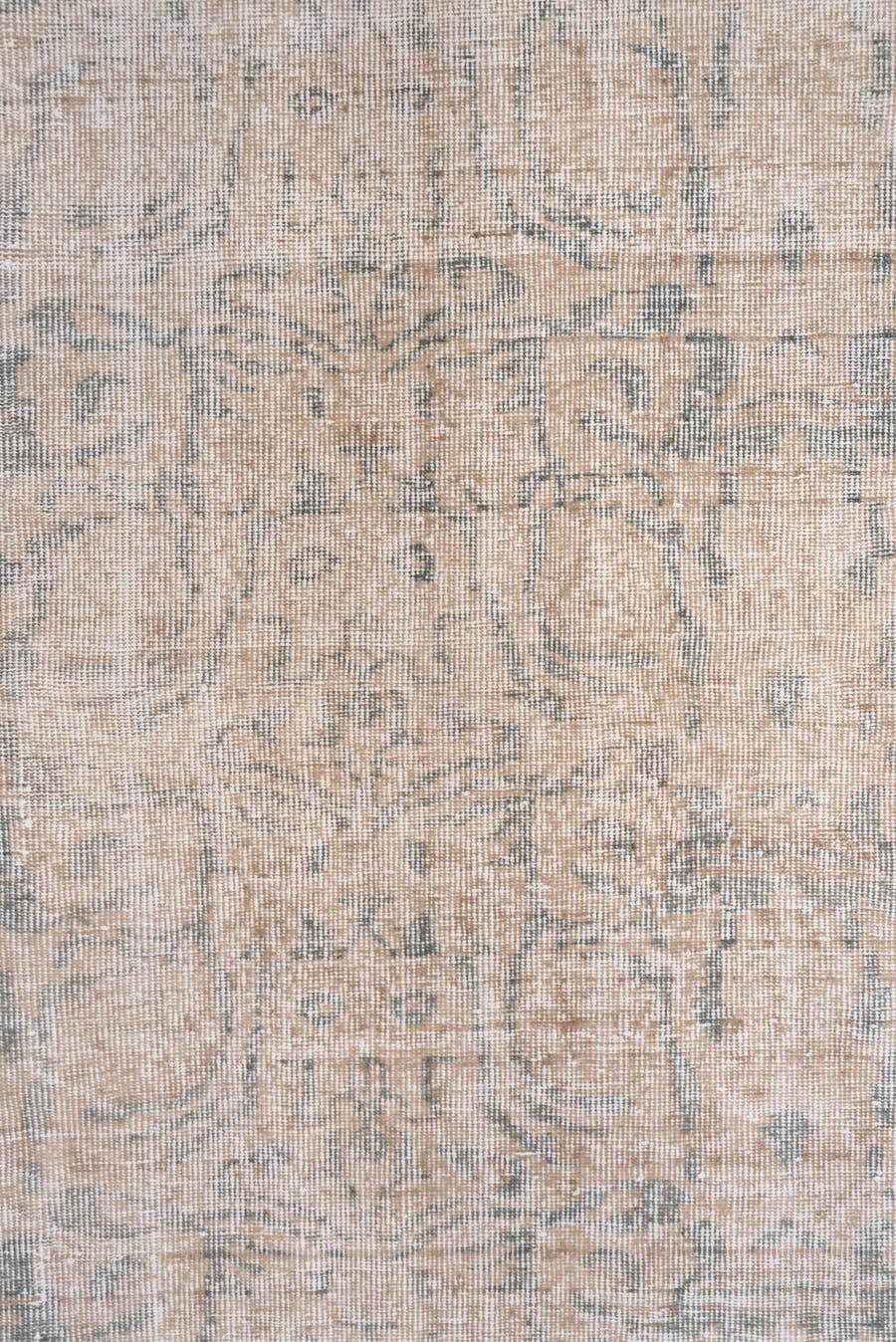 6' x 7' one-of-a-kind handmade vintage Oushak rug. Color palette: ivory, blush, pale blue, taupe, cream, pink, light blue