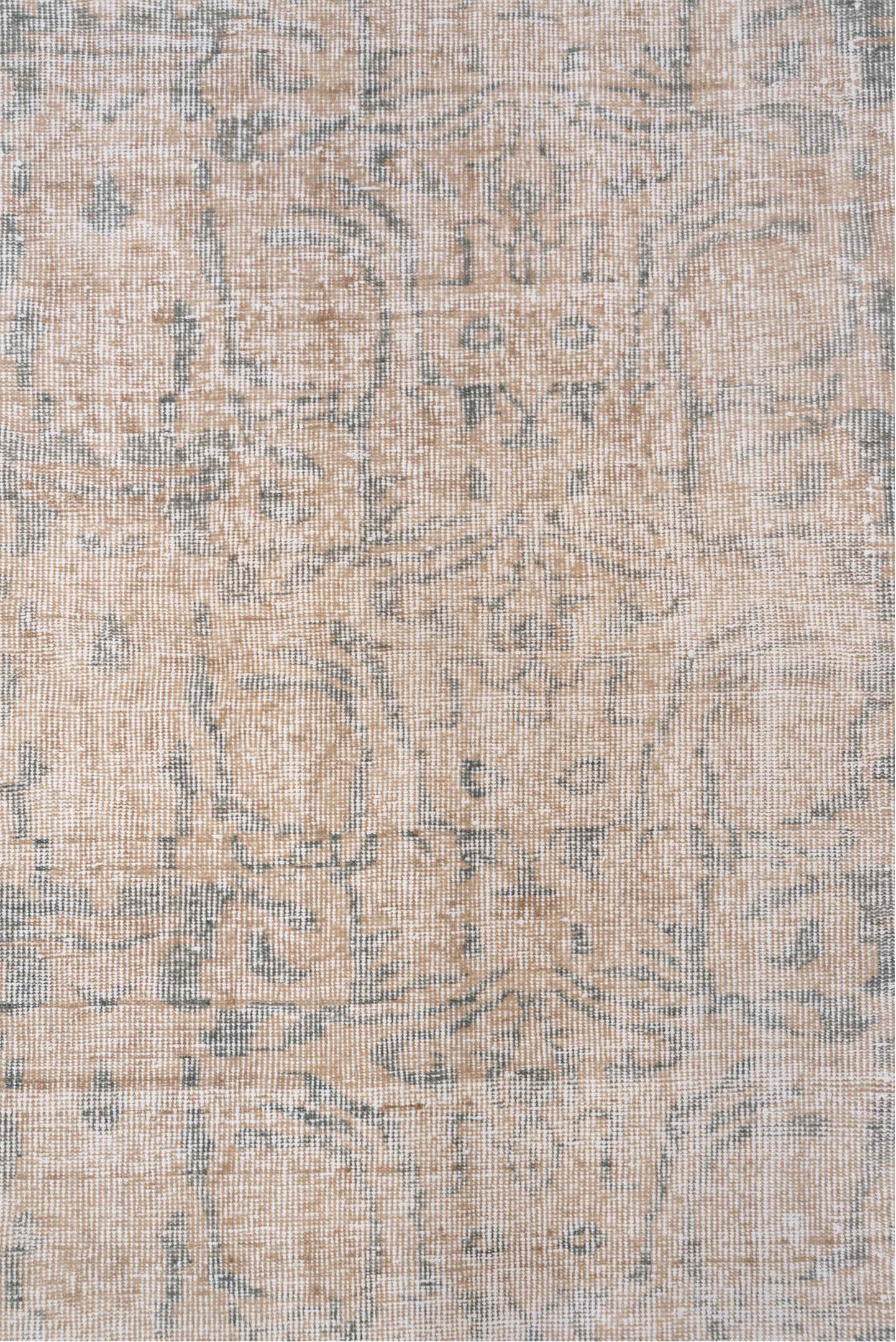 6' x 7' one-of-a-kind handmade vintage Oushak rug. Color palette: ivory, blush, pale blue, taupe, cream, pink, light blue