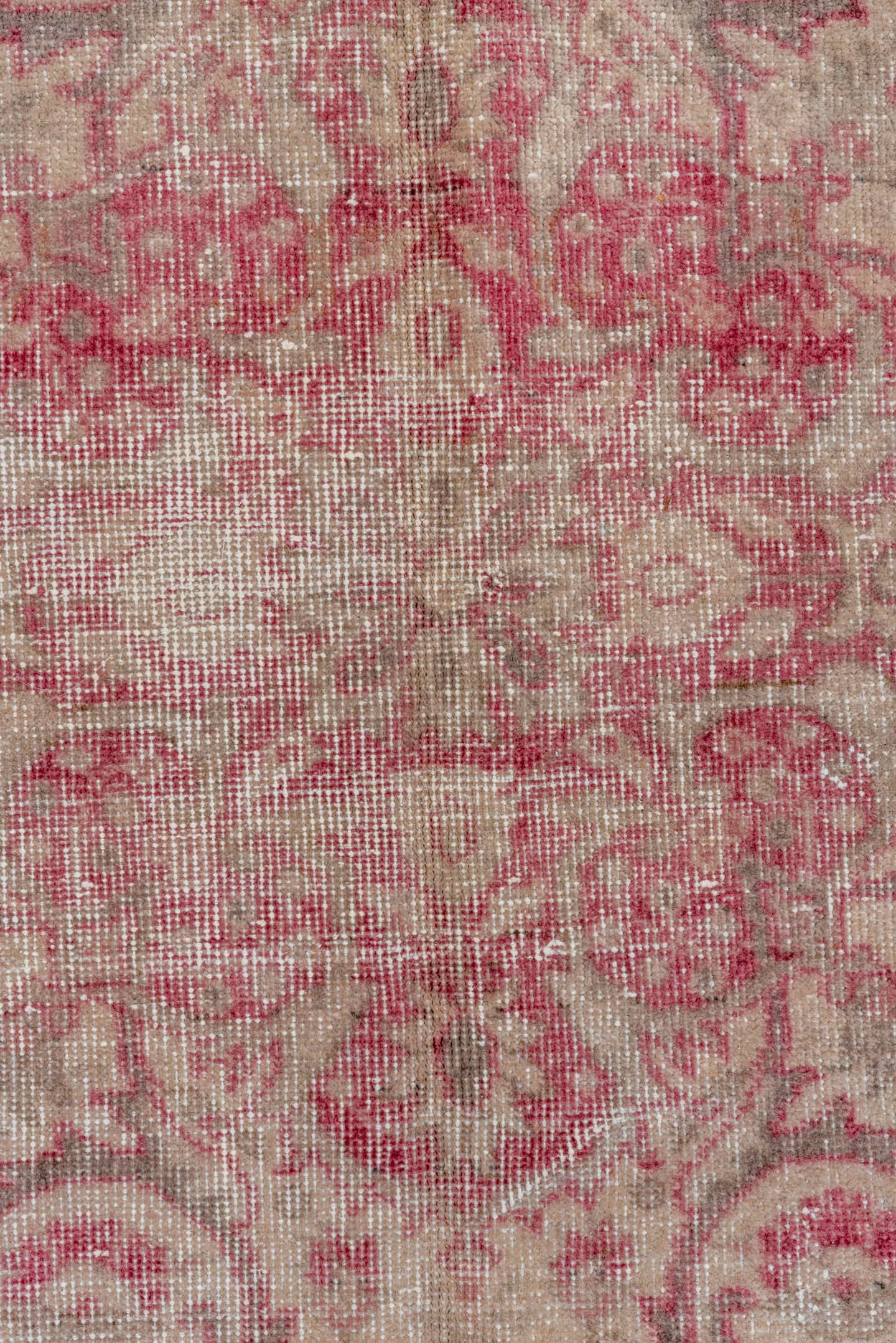 8' x 10' one-of-a-kind handmade vintage Oushak large size rug. Color palette: rose, ivory, taupe, dusty pink, beige