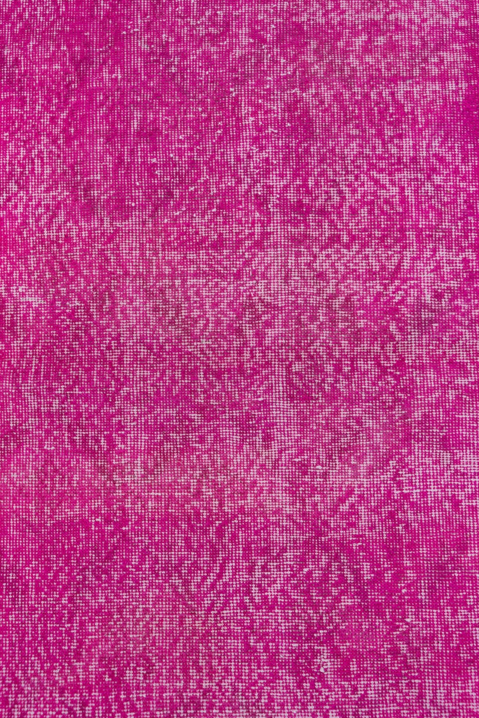 2' x 6' one-of-a-kind handmade vintage Overdyed runner rug. Color palette: fuchsia, magenta, rose, ivory, pink, red