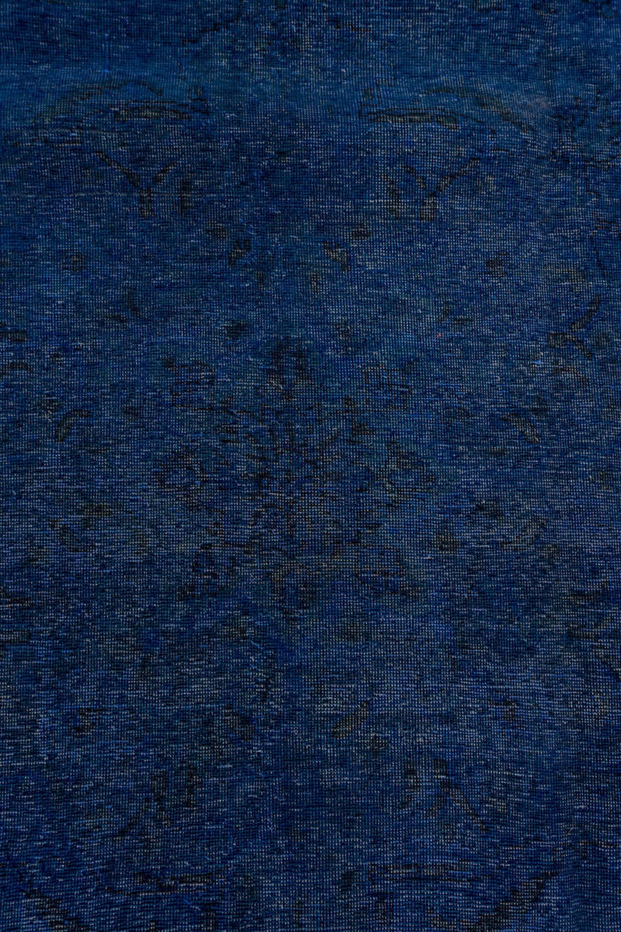 8' x 11' one-of-a-kind handmade vintage Overdyed large size rug. Color palette: navy, indigo, charcoal, slate, blue, purple