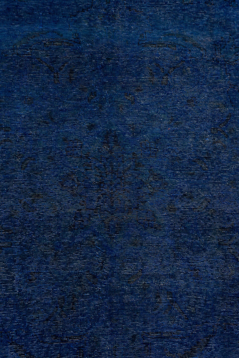 8' x 11' one-of-a-kind handmade vintage Overdyed large size rug. Color palette: navy, indigo, charcoal, slate, blue, purple