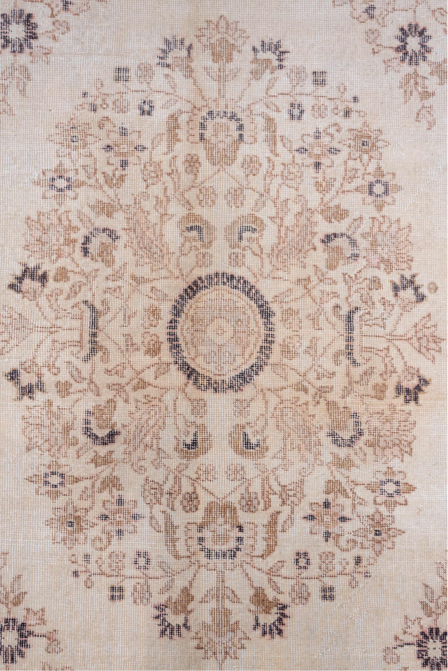 10' x 13' one-of-a-kind handmade vintage Oushak large size rug. Color palette: ivory, blush, taupe, dusty rose, slate, beige