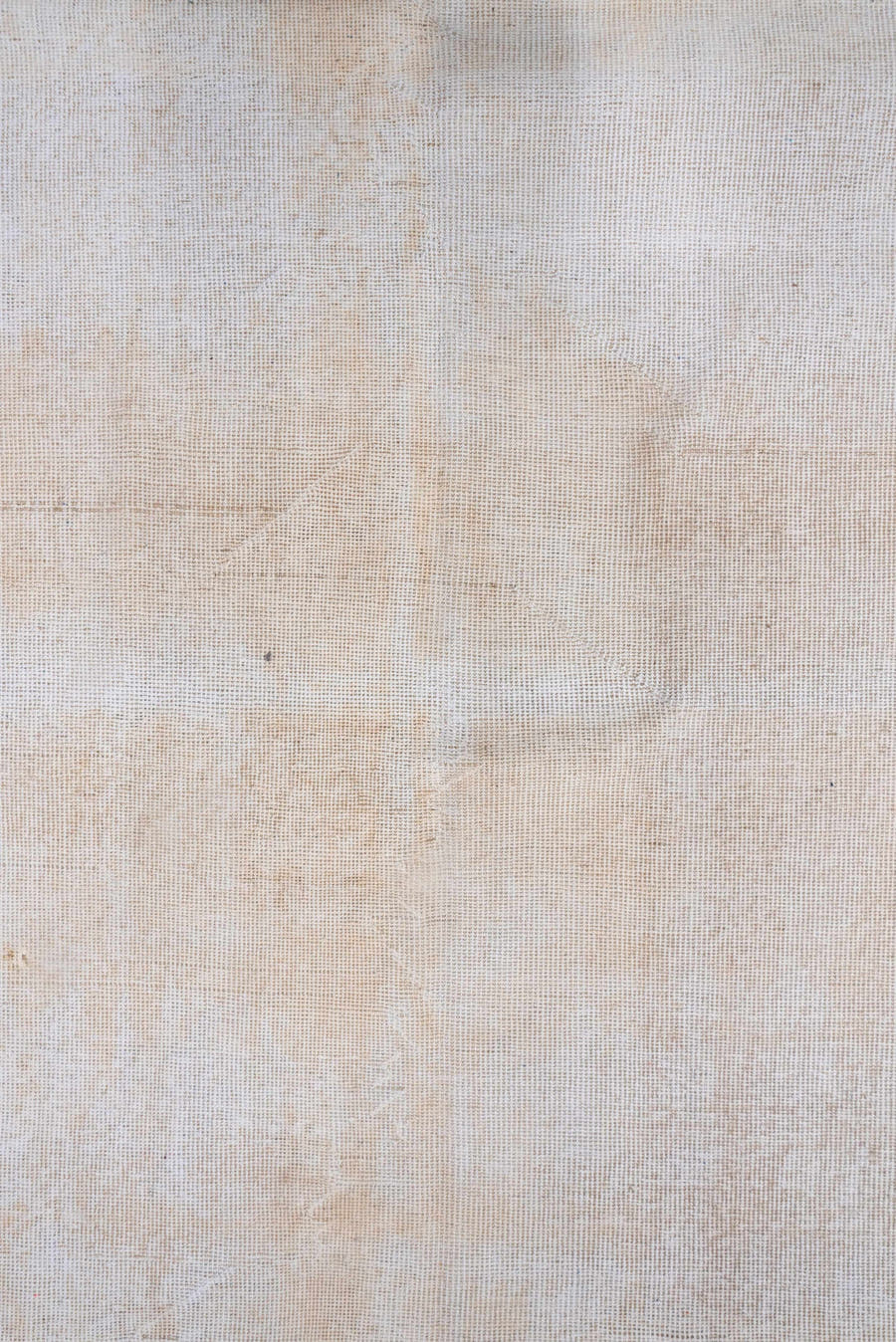 9' x 12' one-of-a-kind handmade vintage Oushak large size rug. Color palette: ivory, cream, beige, taupe, gray