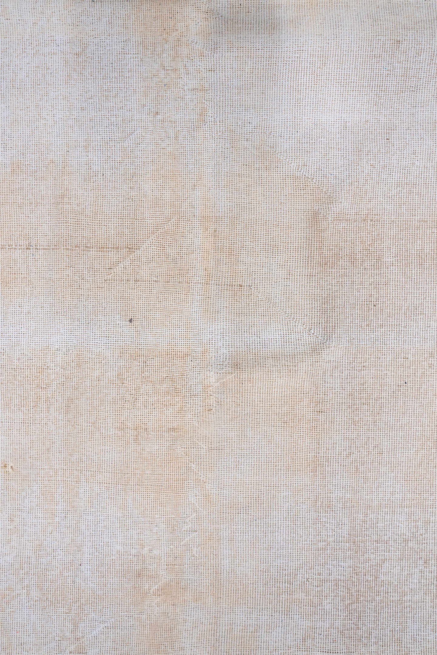 9' x 12' one-of-a-kind handmade vintage Oushak large size rug. Color palette: ivory, cream, beige, taupe, gray