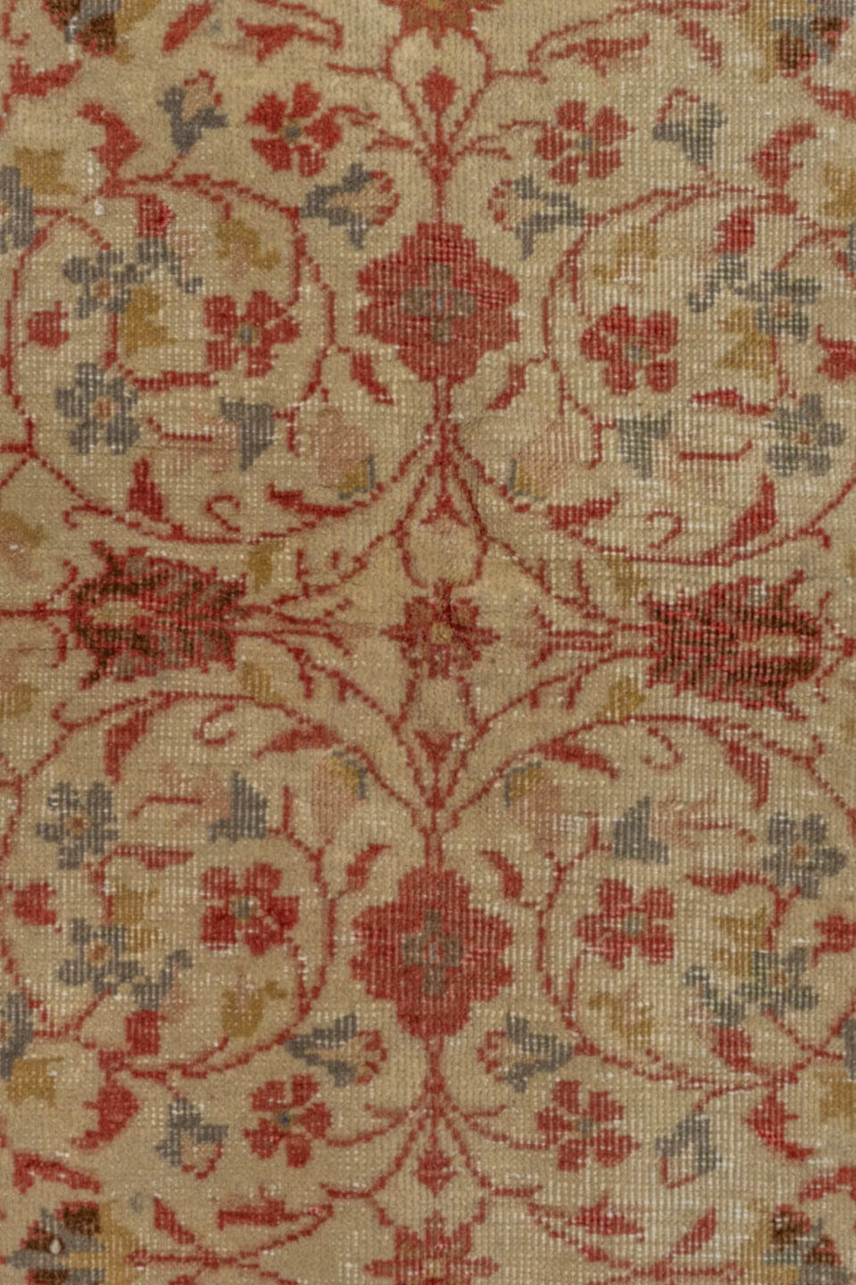 4' x 6' one-of-a-kind handmade vintage Kaisary small size rug. Color palette: ivory, rust, terracotta, sage, slate, beige