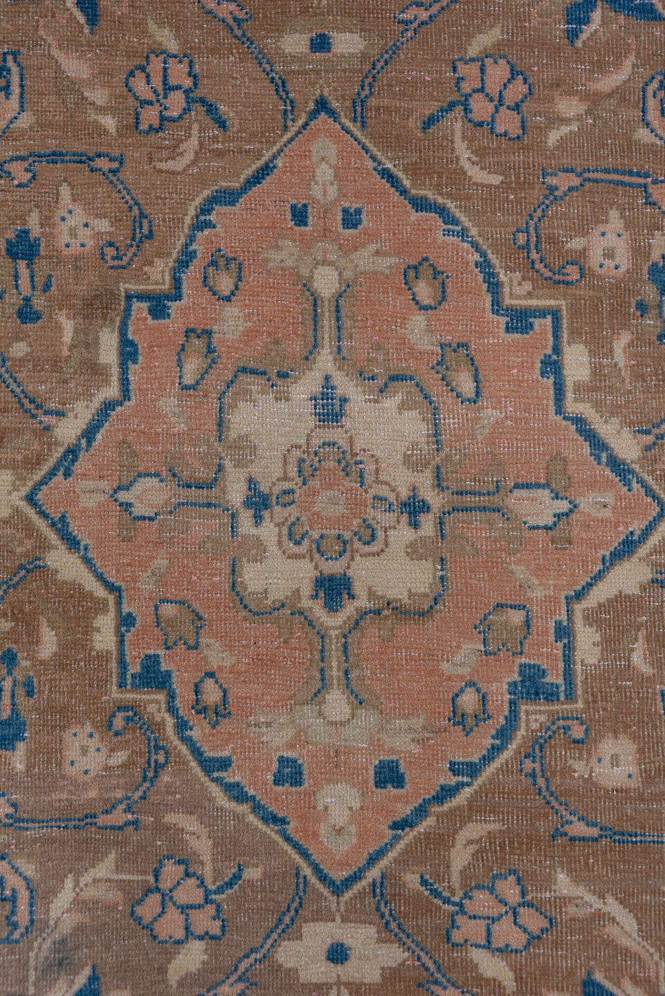 3' x 10' one-of-a-kind handmade vintage Oushak runner rug. Color palette: taupe, blush, blue, ivory, beige, gray, pink