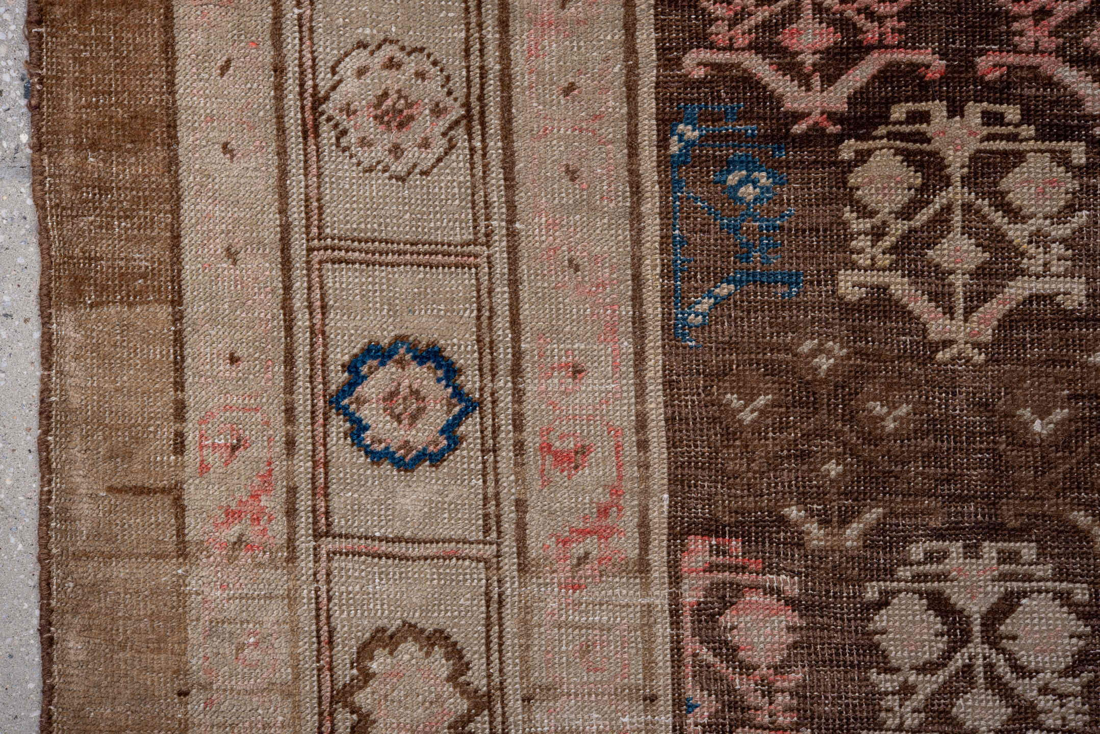 3' x 10' one-of-a-kind handmade antique Cam Hamadan runner rug. Color palette: brown, ivory, taupe, blue, rose, camel, beige