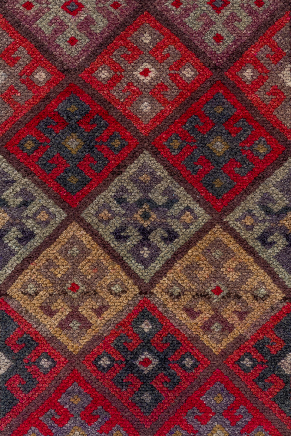 2' x 10' one-of-a-kind handmade vintage Oushak runner rug. Color palette: taupe, rust, burgundy, indigo, ivory, charcoal