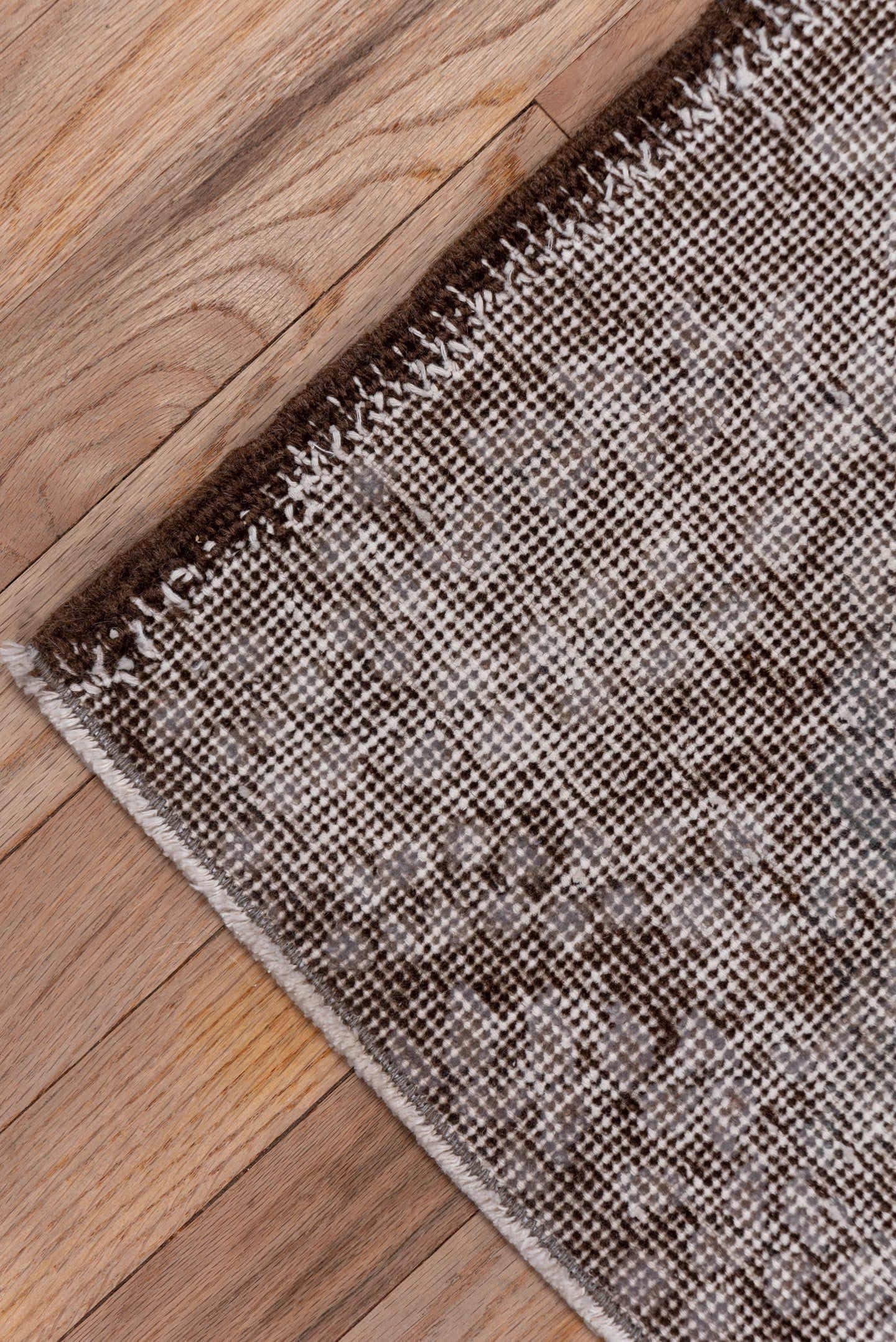 4' x 6' one-of-a-kind handmade vintage Oushak rug. Color palette: taupe, brown, ivory, charcoal, beige, gray, black