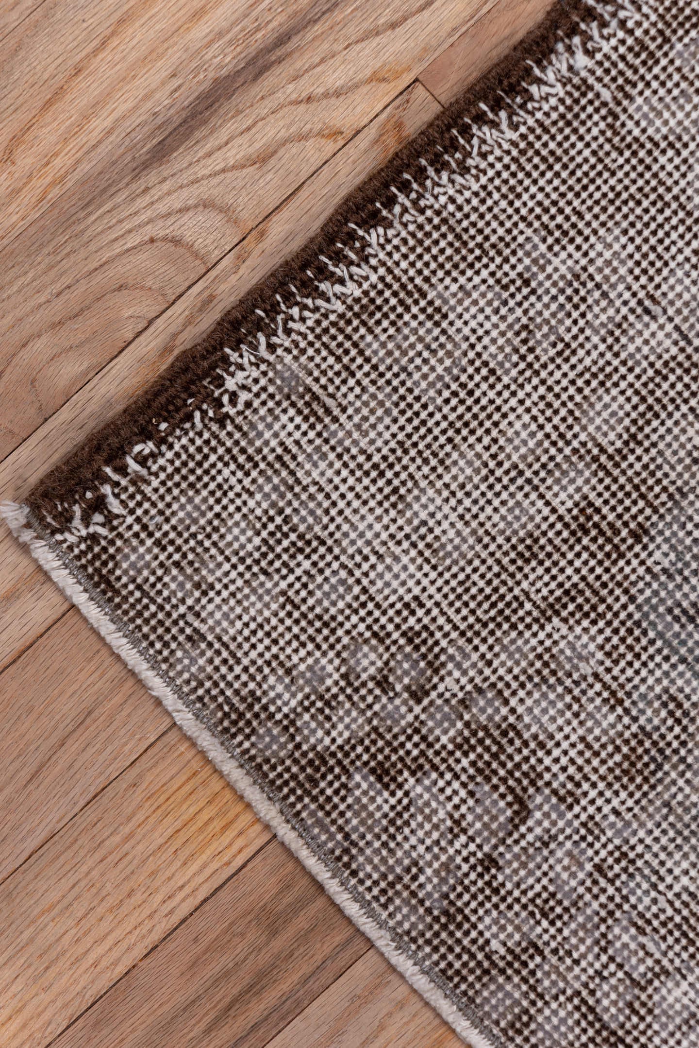 4' x 6' one-of-a-kind handmade vintage Oushak rug. Color palette: taupe, brown, ivory, charcoal, beige, gray, black