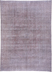 9' x 12' one-of-a-kind handmade vintage Overdyed large size rug. Color palette: lavender, rose, mauve, dusty pink, taupe