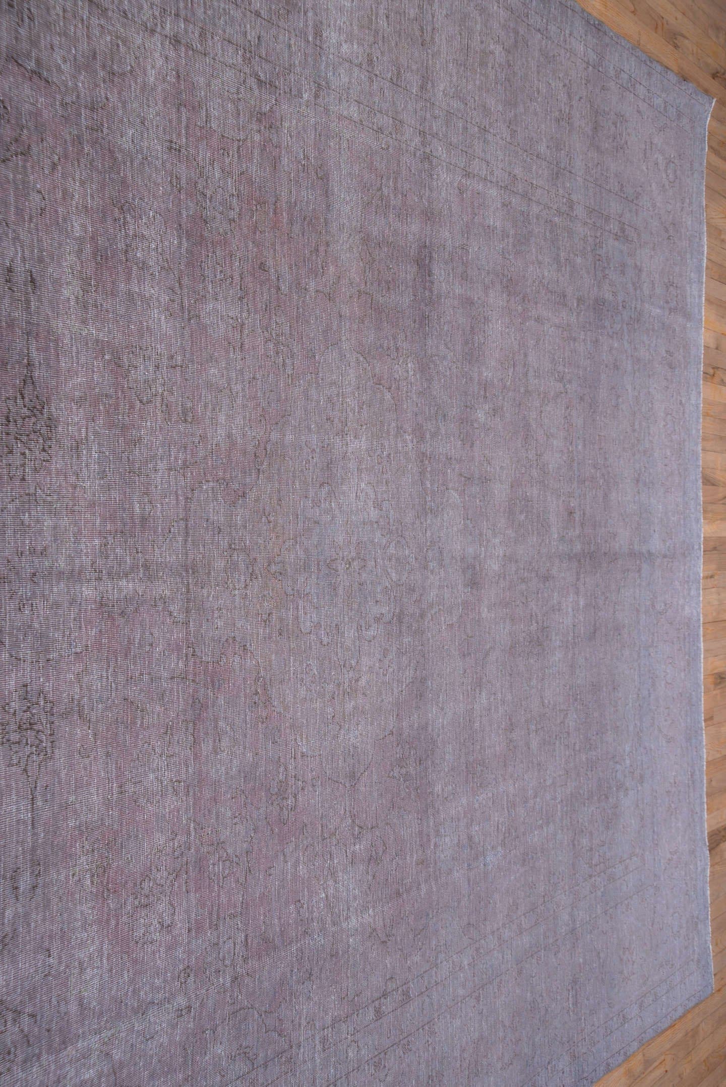 9' x 12' one-of-a-kind handmade vintage Overdyed large size rug. Color palette: lavender, rose, mauve, dusty pink, taupe