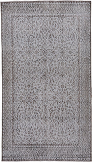 3' x 6' one-of-a-kind handmade vintage Overdyed small size rug. Color palette: taupe, ivory, brown, greige, beige, gray