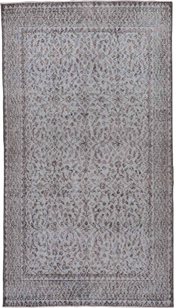 3' x 6' one-of-a-kind handmade vintage Overdyed small size rug. Color palette: taupe, ivory, brown, greige, beige, gray