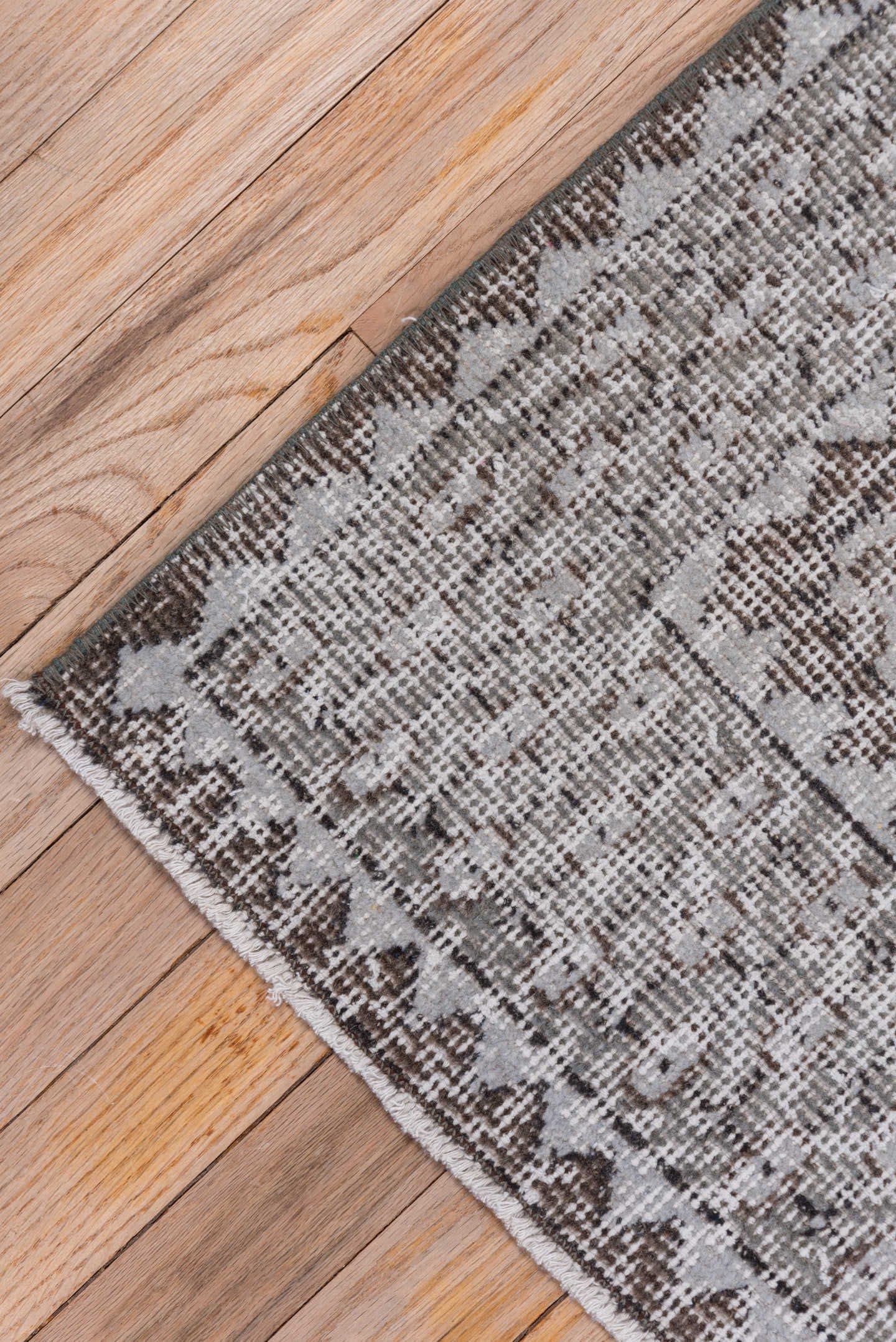 3' x 6' one-of-a-kind handmade vintage Overdyed small size rug. Color palette: taupe, ivory, brown, greige, beige, gray
