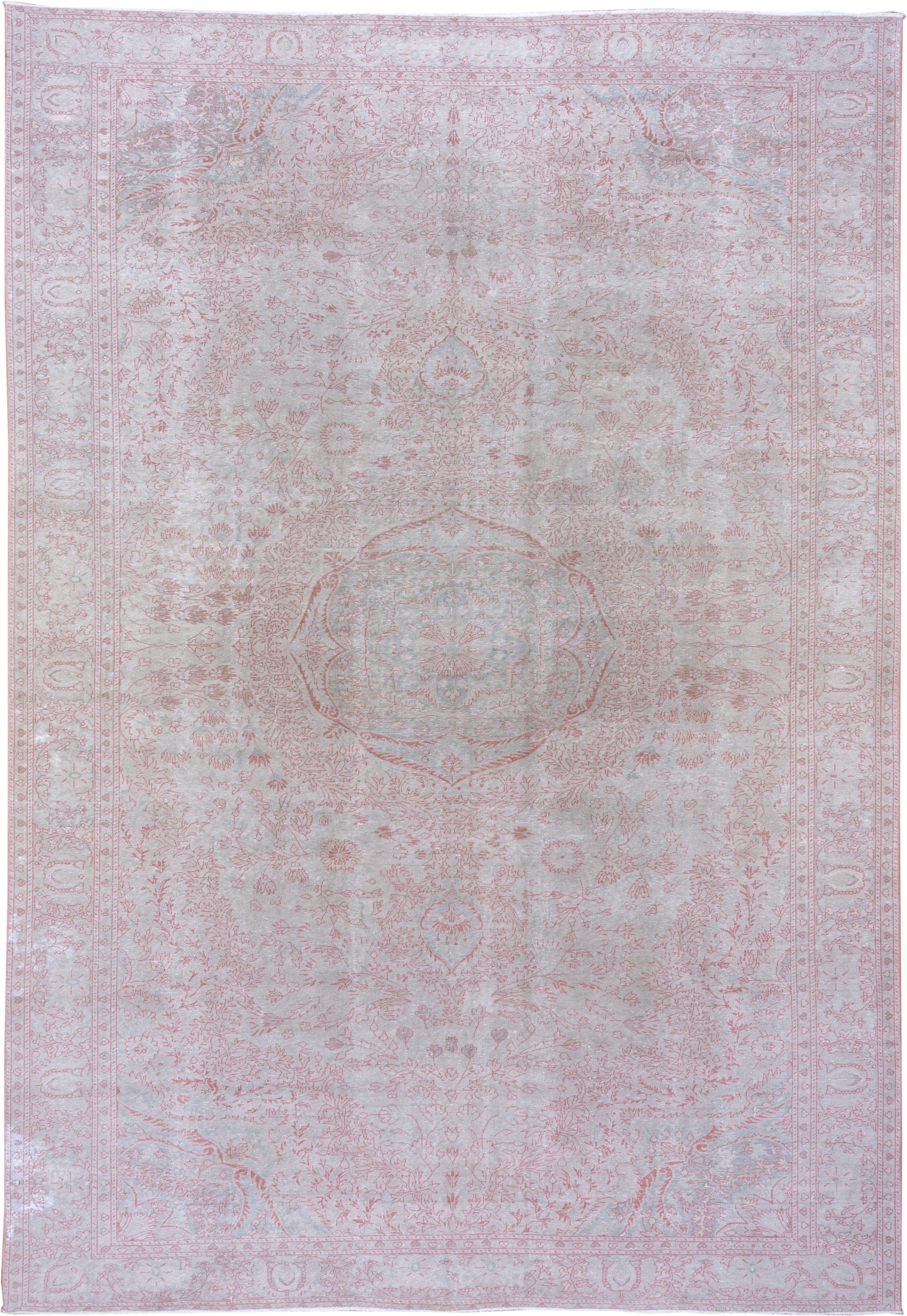 8' x 12' one-of-a-kind handmade vintage Sivas large size rug. Color palette: ivory, blush, pale pink, silver, taupe, pink