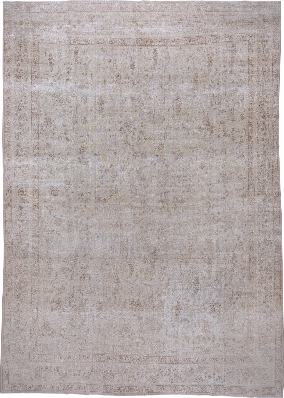 9' x 13' one-of-a-kind handmade vintage Sivas large size rug. Color palette: ivory, taupe, beige, sand, camel, greige, gray