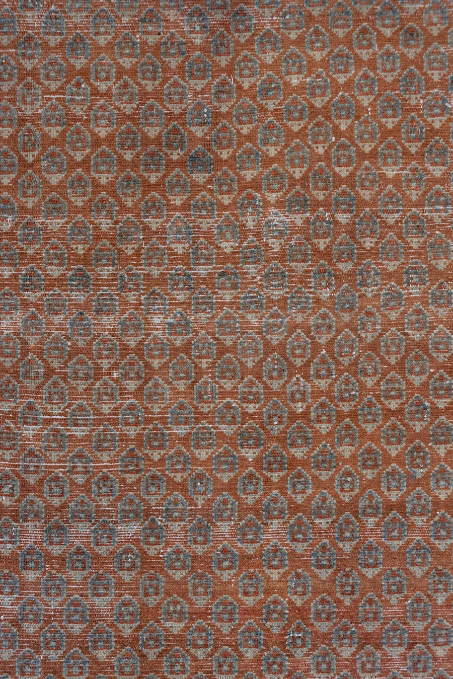 4' x 6' one-of-a-kind handmade antique Malayer small size rug. Color palette: terra cotta, sky blue, ivory, rust, slate