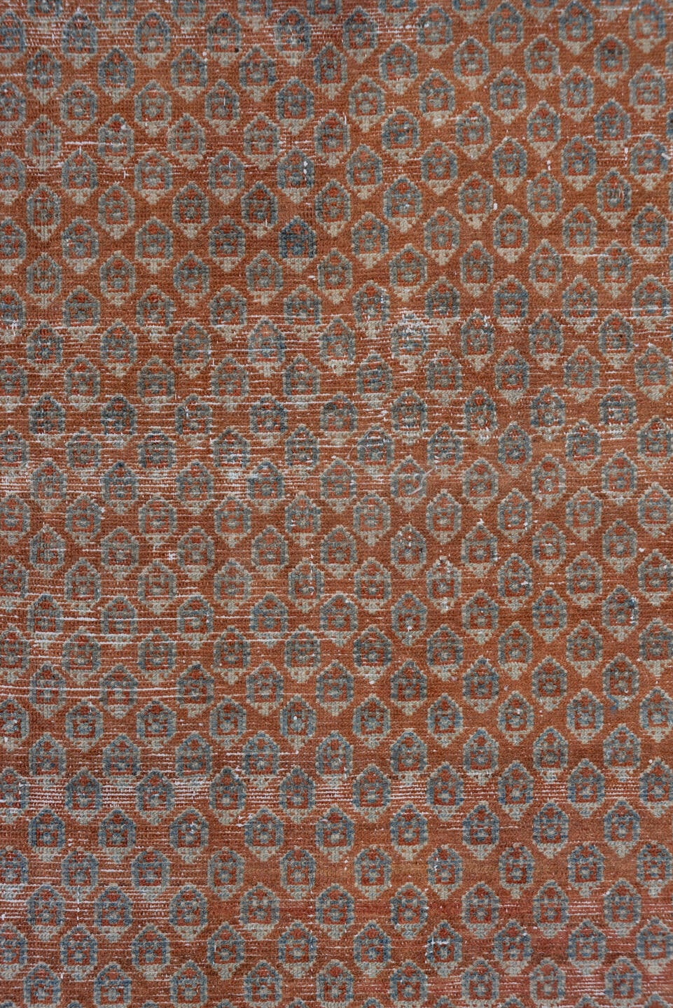 4' x 6' one-of-a-kind handmade antique Malayer small size rug. Color palette: terra cotta, sky blue, ivory, rust, slate