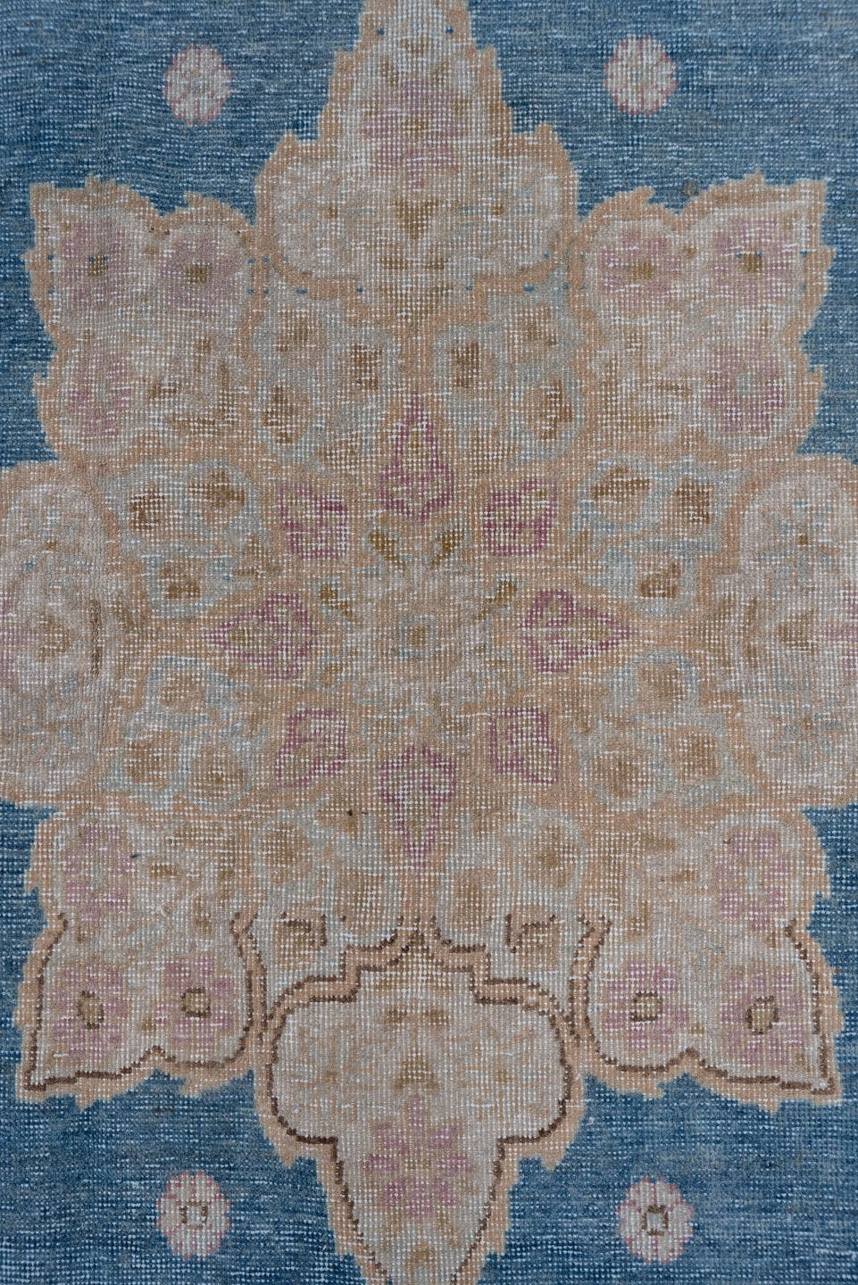 3' x 6' one-of-a-kind handmade antique Sivas small size rug. Color palette: beige, blue, taupe, blush, ivory, brown, gray
