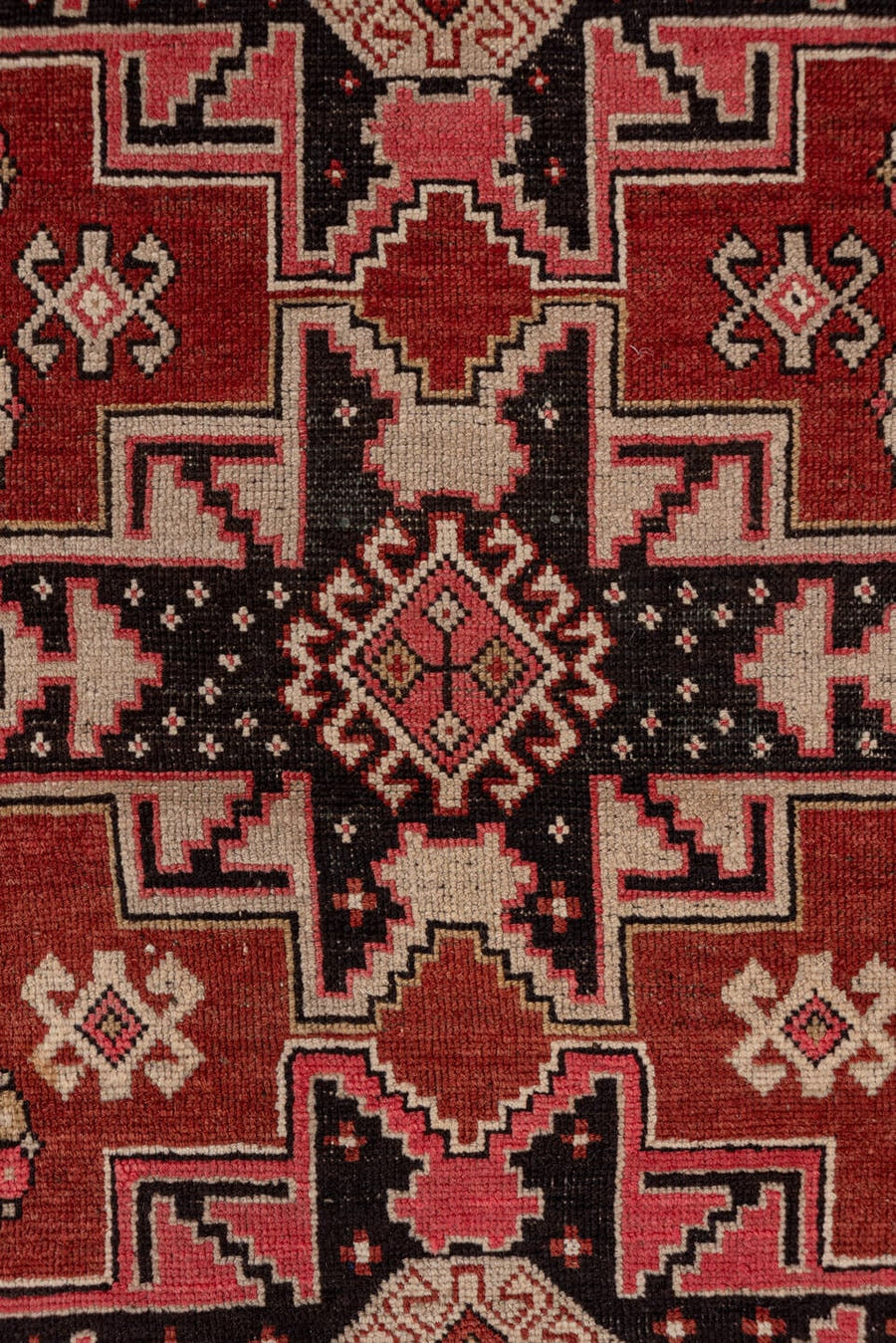4' x 6' one-of-a-kind handmade antique Shirvan small size rug. Color palette: rust, ivory, charcoal, rose, terra cotta