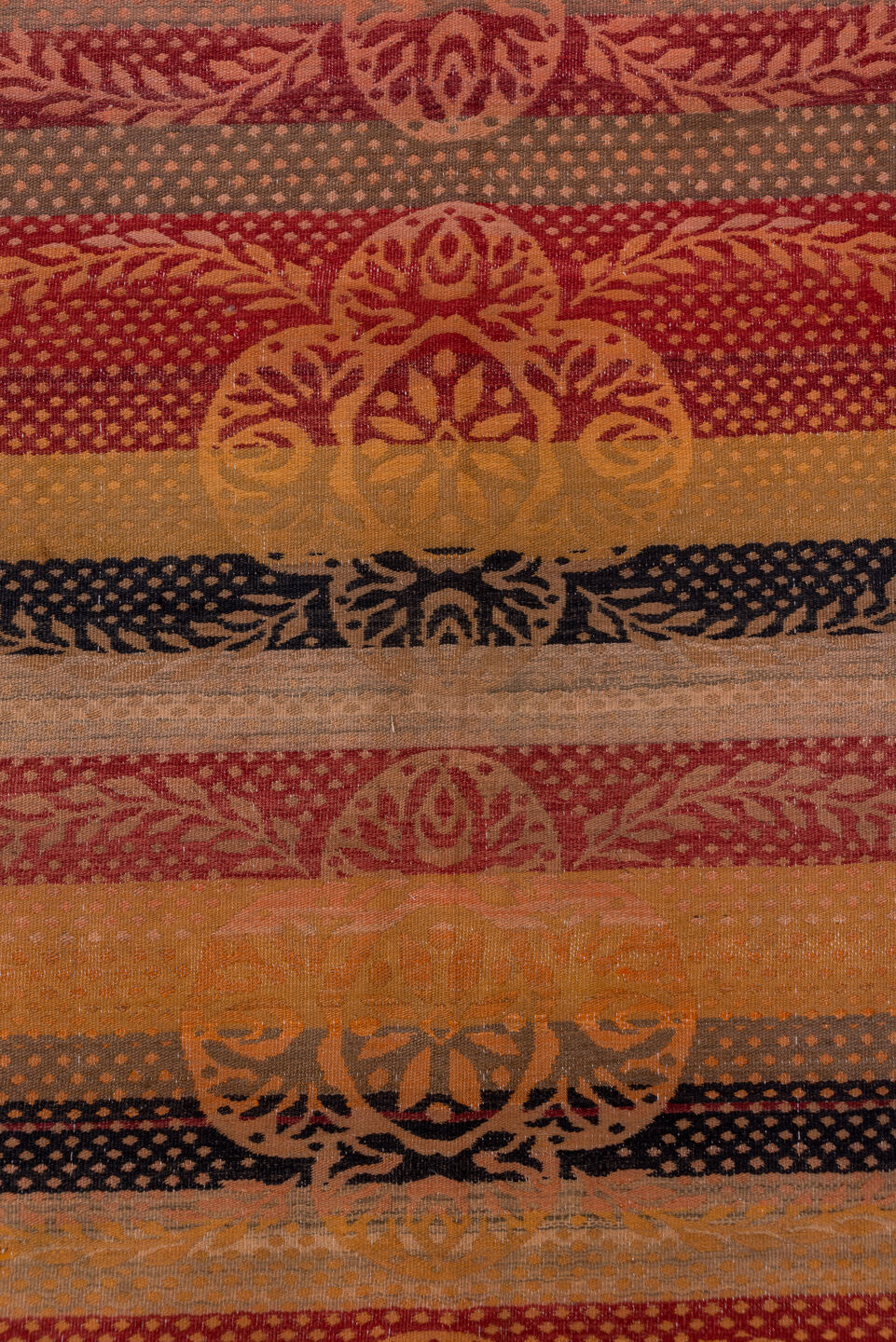 5' x 8' one-of-a-kind handmade antique Kilim medium size rug. Color palette: terra cotta, rust, burgundy, taupe, charcoal