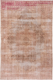 7' x 11' one-of-a-kind handmade vintage Oushak large size rug. Color palette: blush, rose, ivory, taupe, beige, terracotta