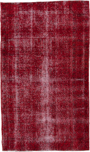 4' x 6' one-of-a-kind handmade antique Overdyed small size rug. Color palette: crimson, rose, burgundy, ivory, red, pink