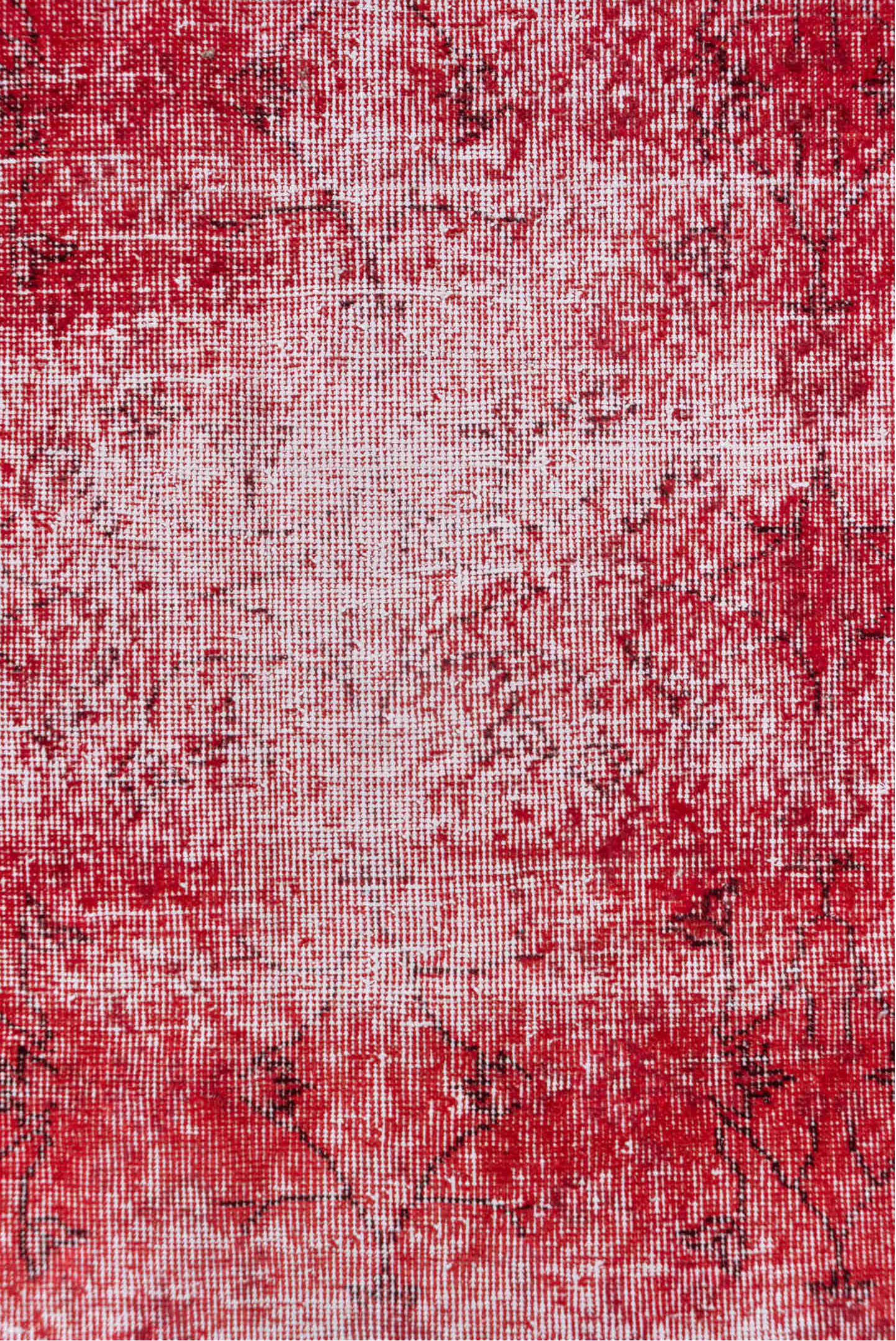 3' x 7' one-of-a-kind handmade vintage Overdyed rug. Color palette: brown, pink, red, wine