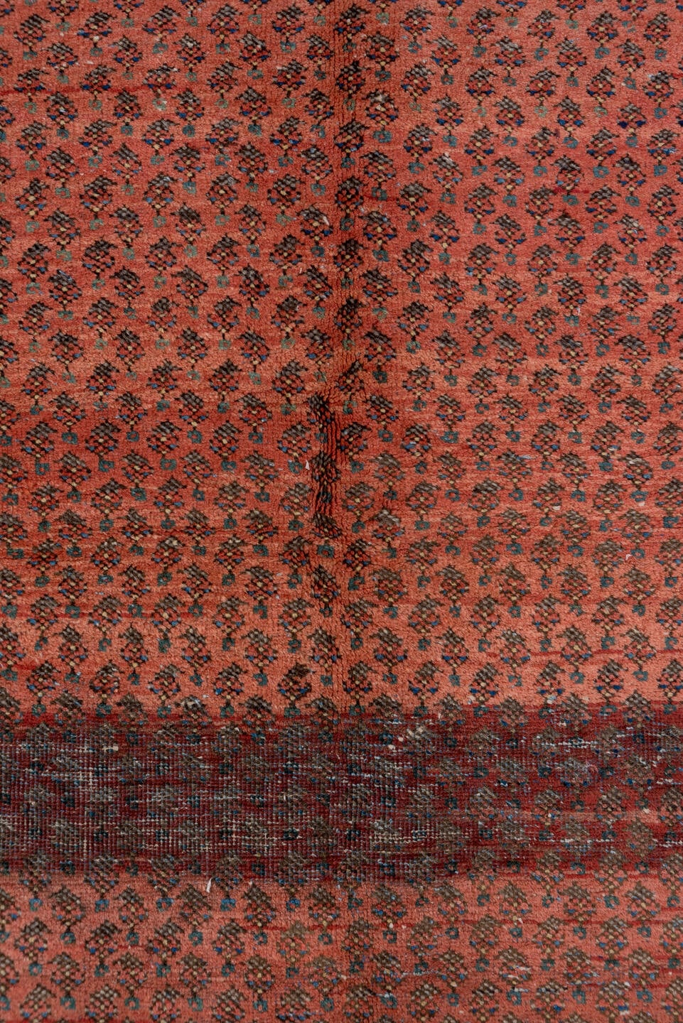 4' x 6' one-of-a-kind handmade antique Mahal small size rug. Color palette: rust, ivory, indigo, brick, charcoal, rose