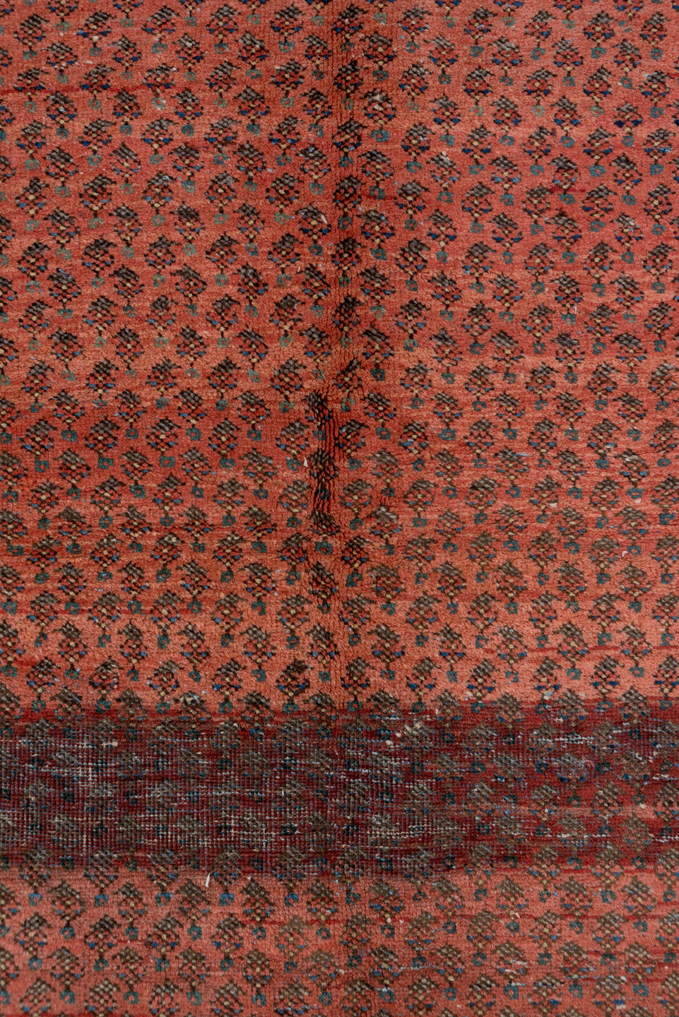 4' x 6' one-of-a-kind handmade antique Mahal small size rug. Color palette: rust, ivory, indigo, brick, charcoal, rose