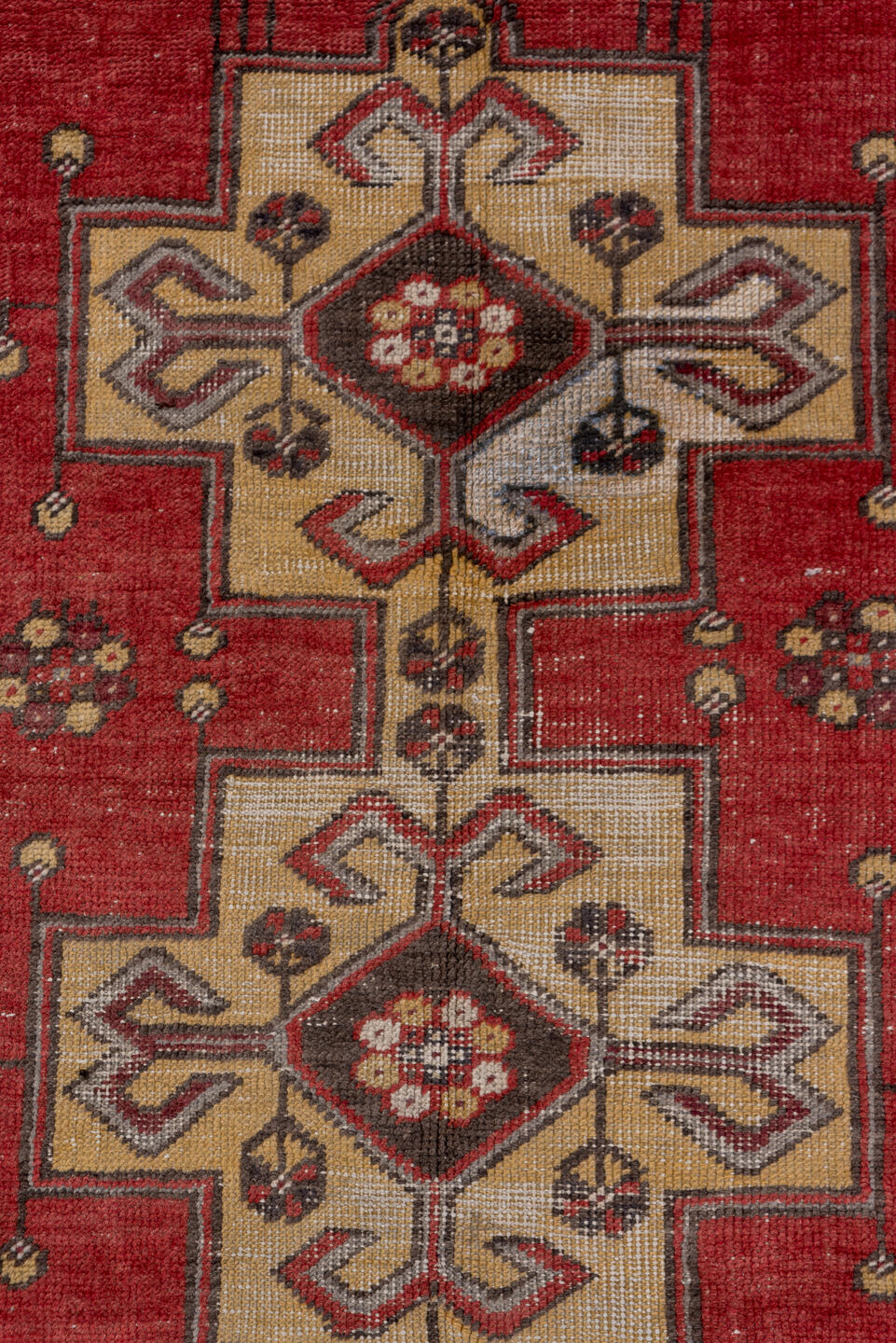 4' x 6' one-of-a-kind handmade antique Oushak small size rug. Color palette: rust, ivory, indigo, burgundy, taupe, camel