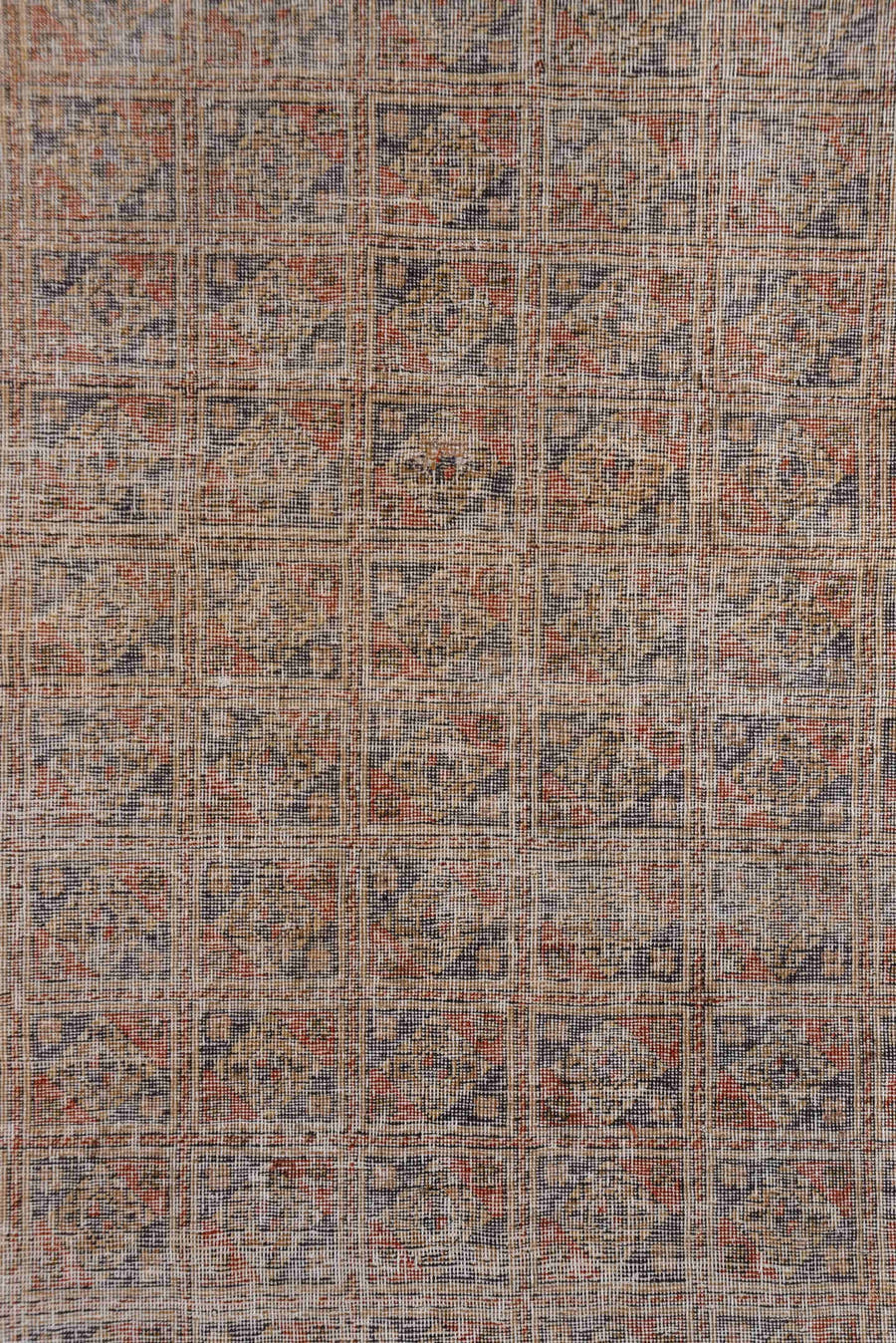 4' x 6' one-of-a-kind handmade antique Oushak small size rug. Color palette: rose, taupe, ivory, dusty blue, terra cotta
