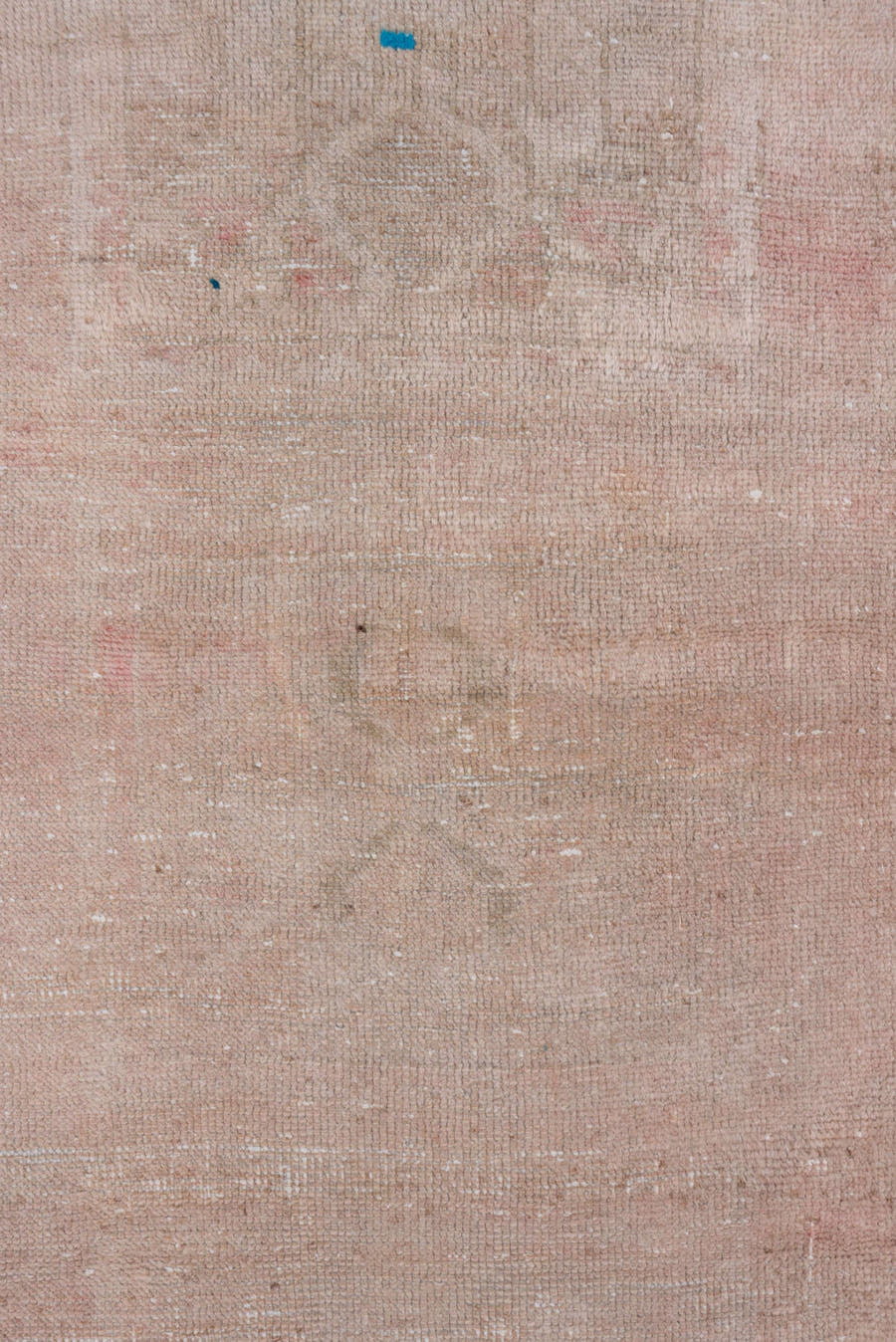2' x 5' one-of-a-kind handmade vintage Oushak small size rug. Color palette: blush, ivory, taupe, beige, rose, camel, pink