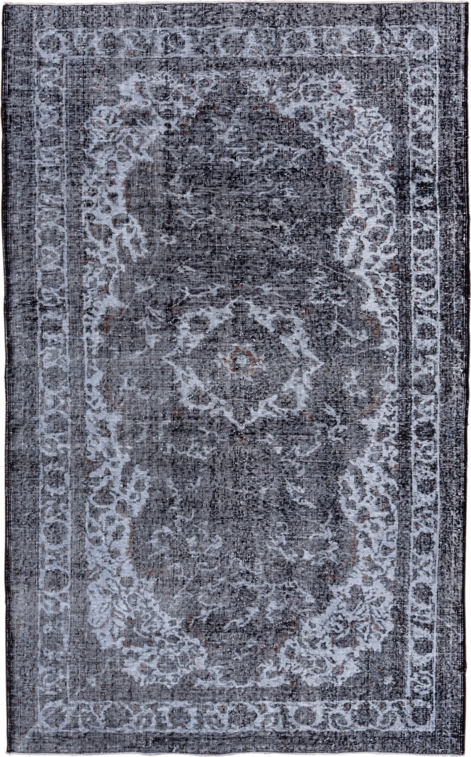 5' x 8' one-of-a-kind handmade vintage Oushak medium size rug. Color palette: charcoal, ivory, slate, taupe, brown, gray