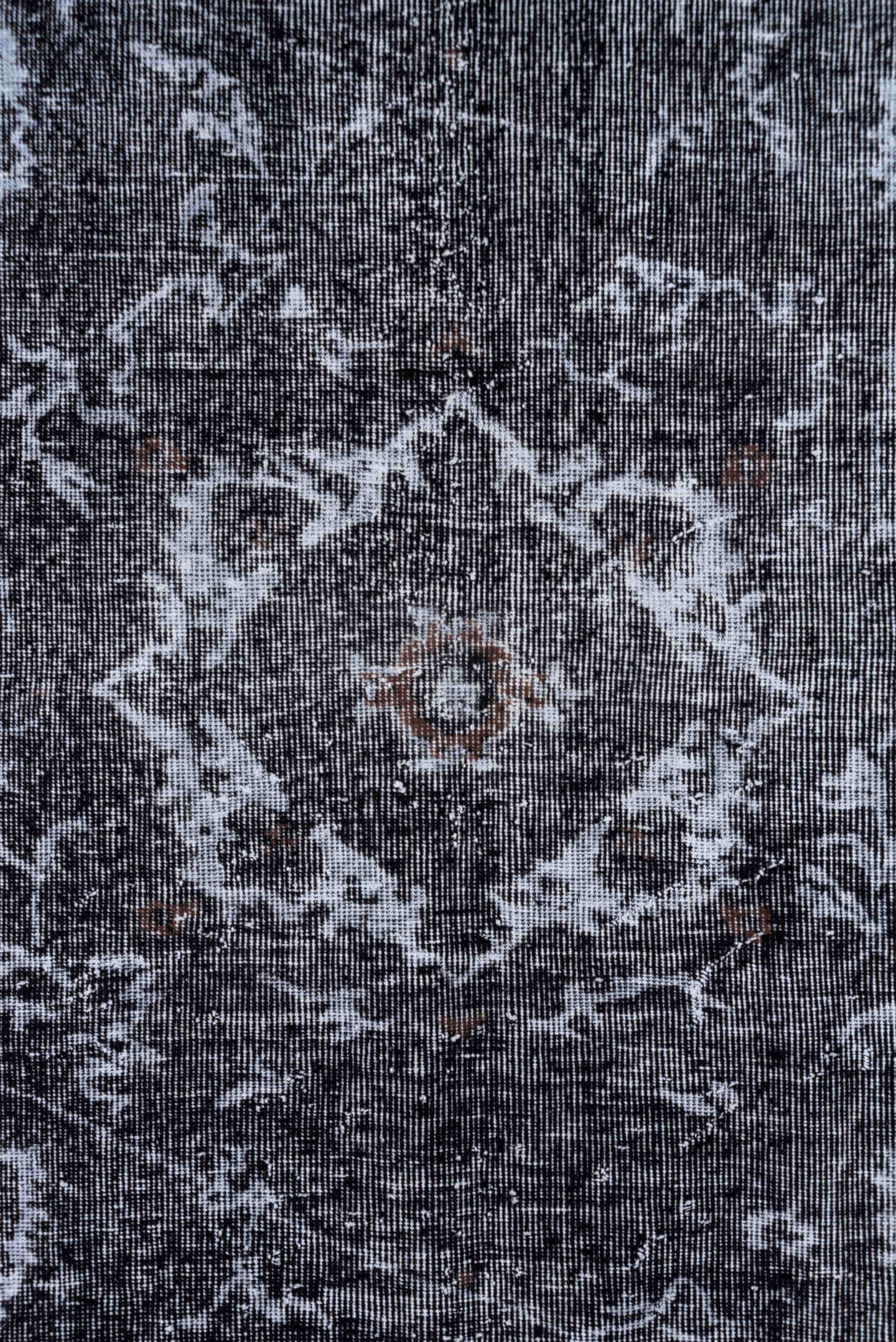 5' x 8' one-of-a-kind handmade vintage Oushak medium size rug. Color palette: charcoal, ivory, slate, taupe, brown, gray