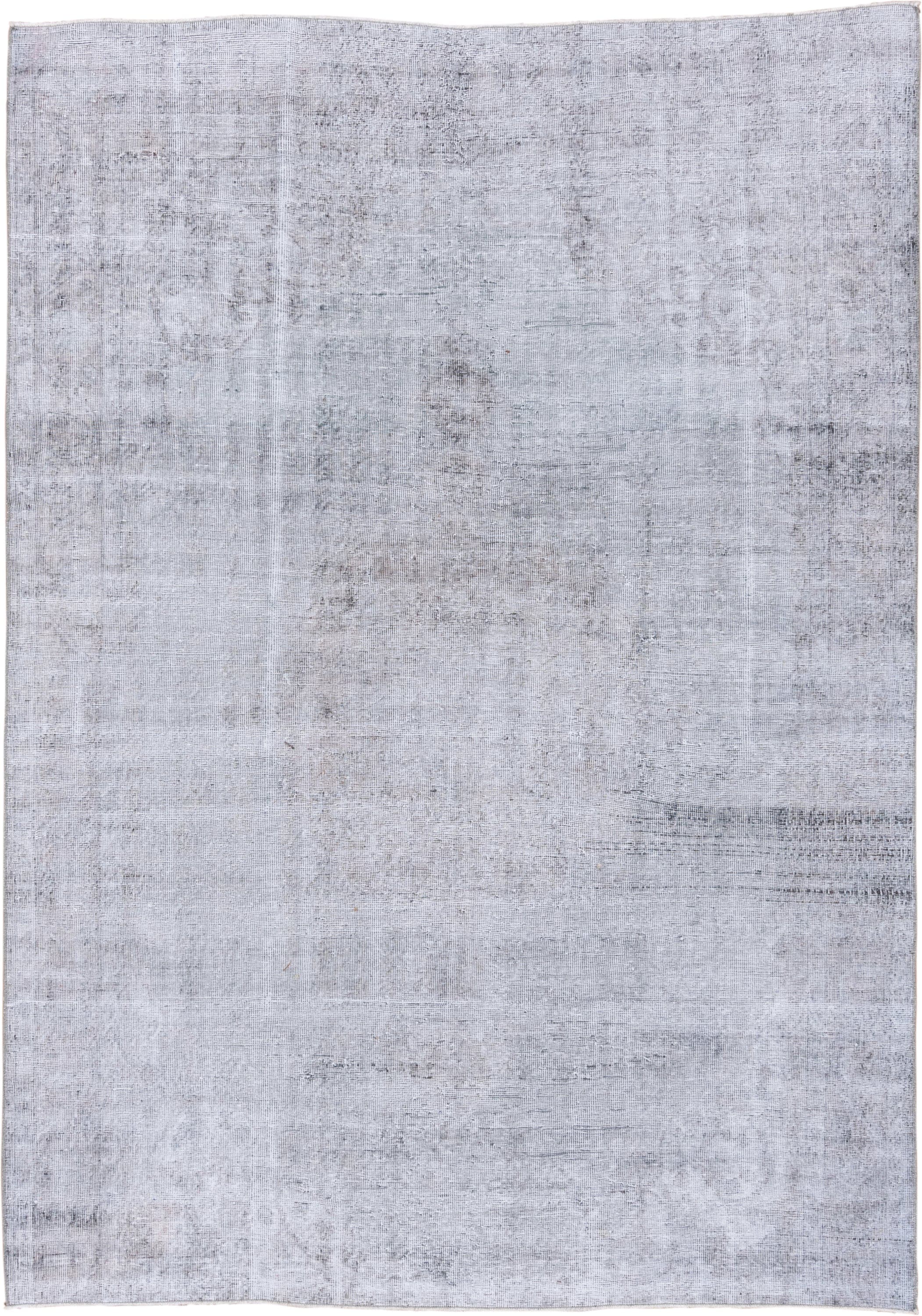 6' x 9' one-of-a-kind handmade vintage Oushak medium size rug. Color palette: ivory, pale blue, silver, gray, taupe
